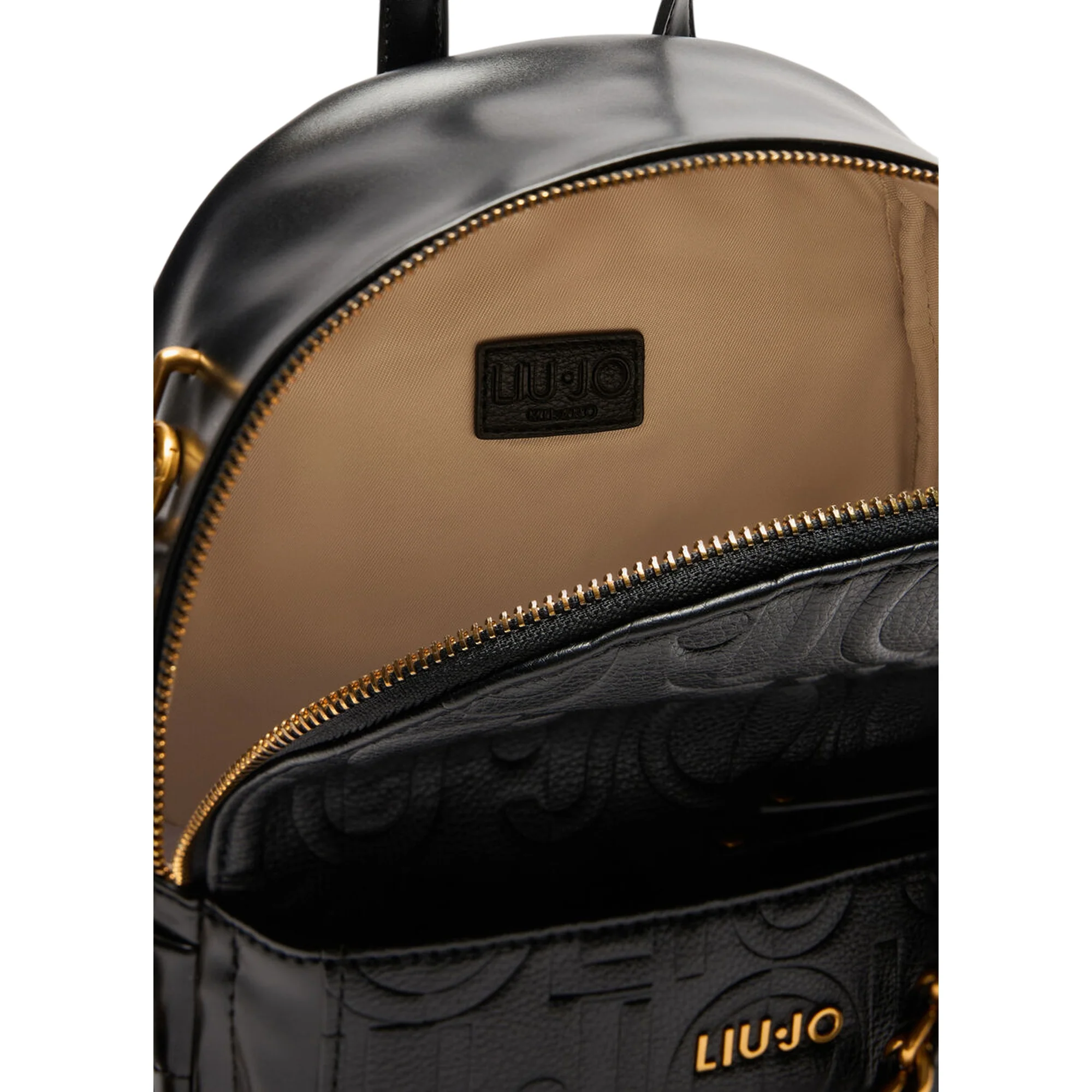 Zaino Nero Donna con logo a rilievo all over e catena - Image 3