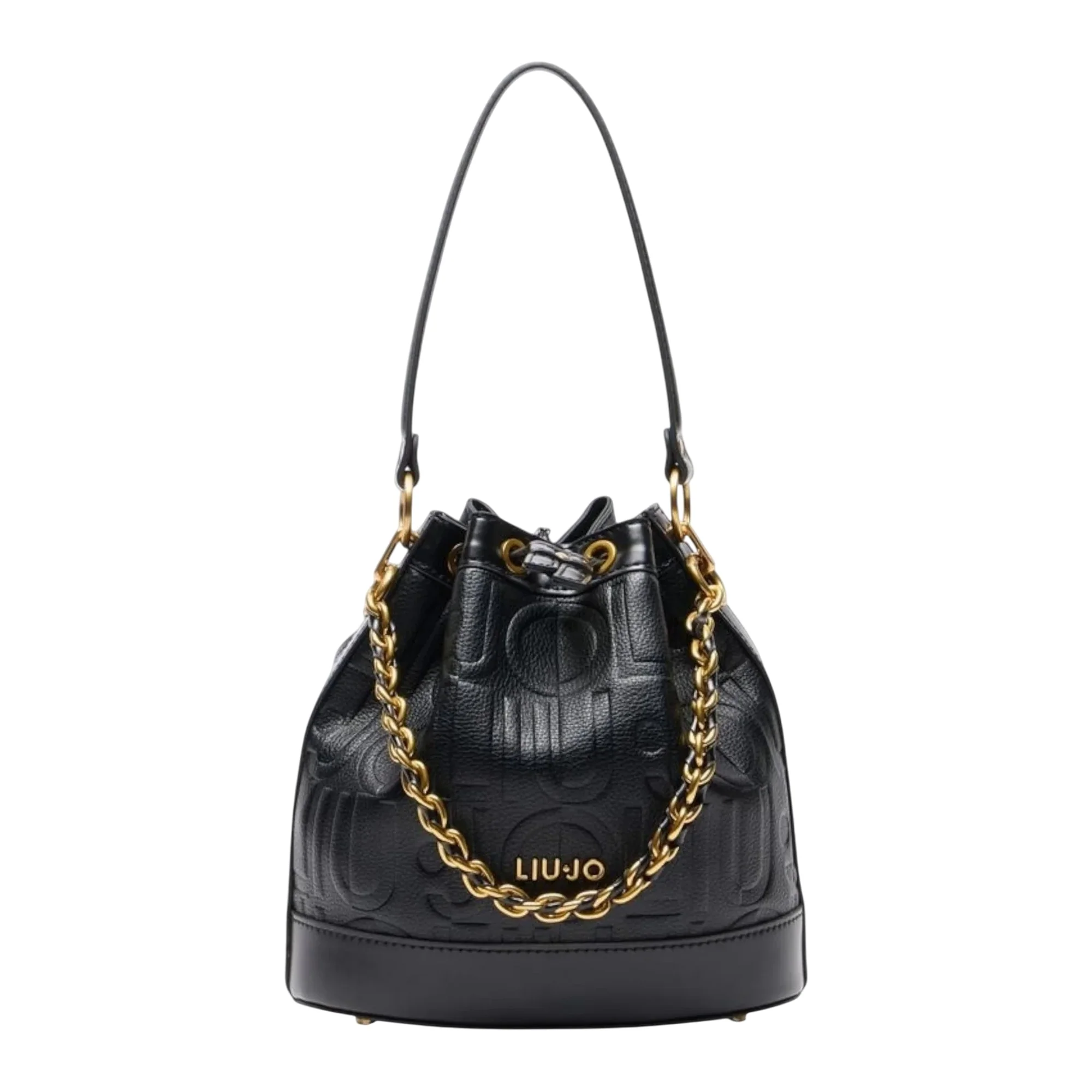 Borsa secchiello nero da Donna con logo all over
