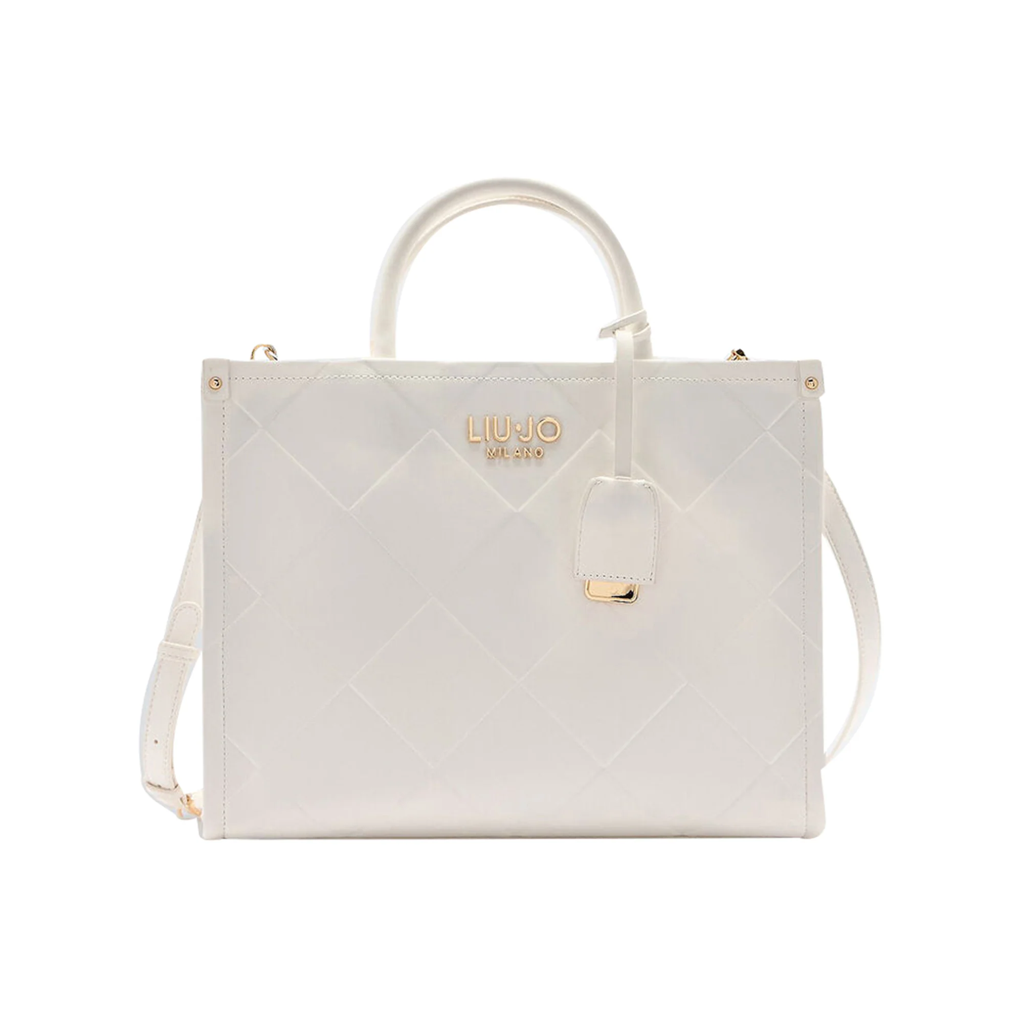 Borsa Donna shopper a rombi in rilievo Bianco