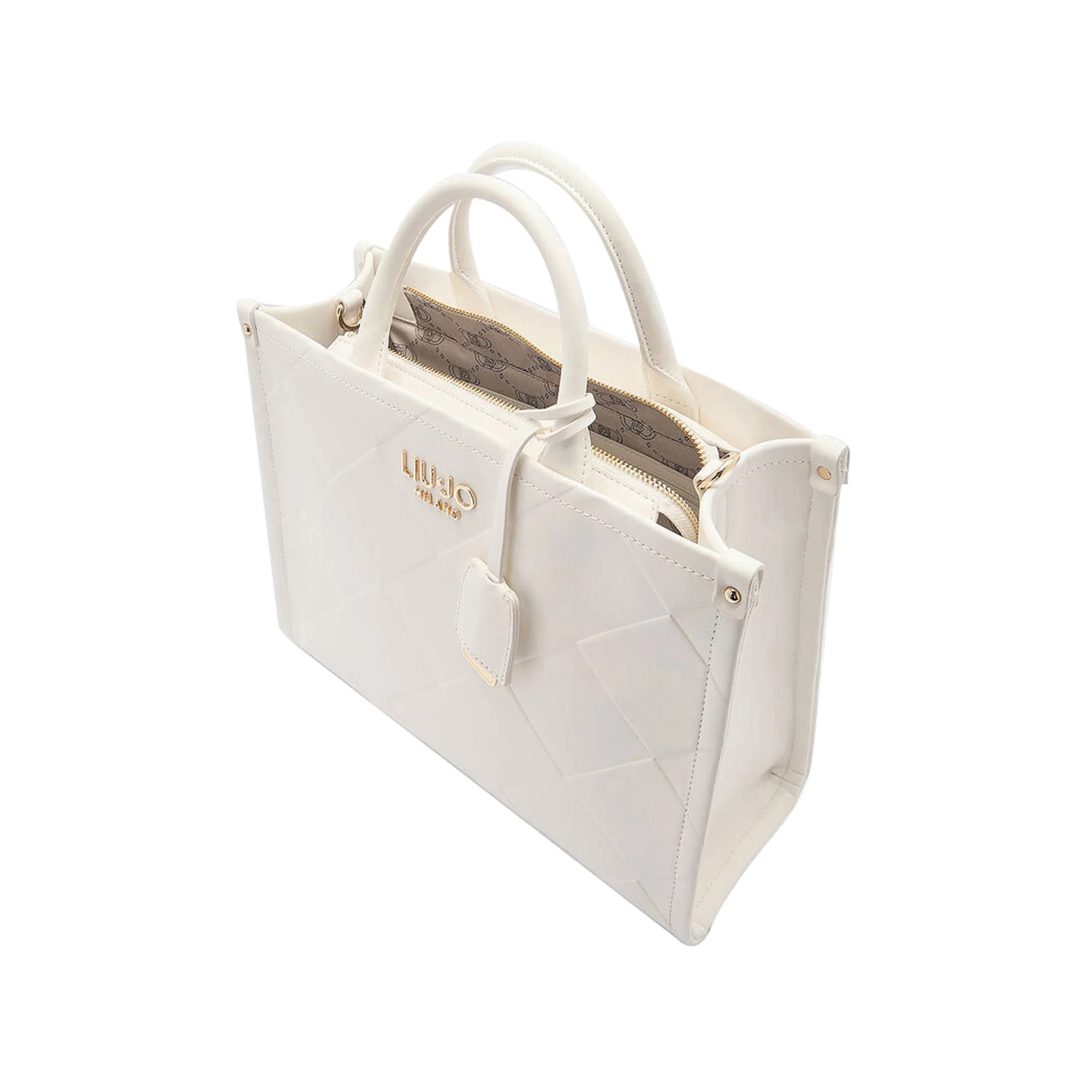 Borsa Donna shopper a rombi in rilievo Bianco - Image 3