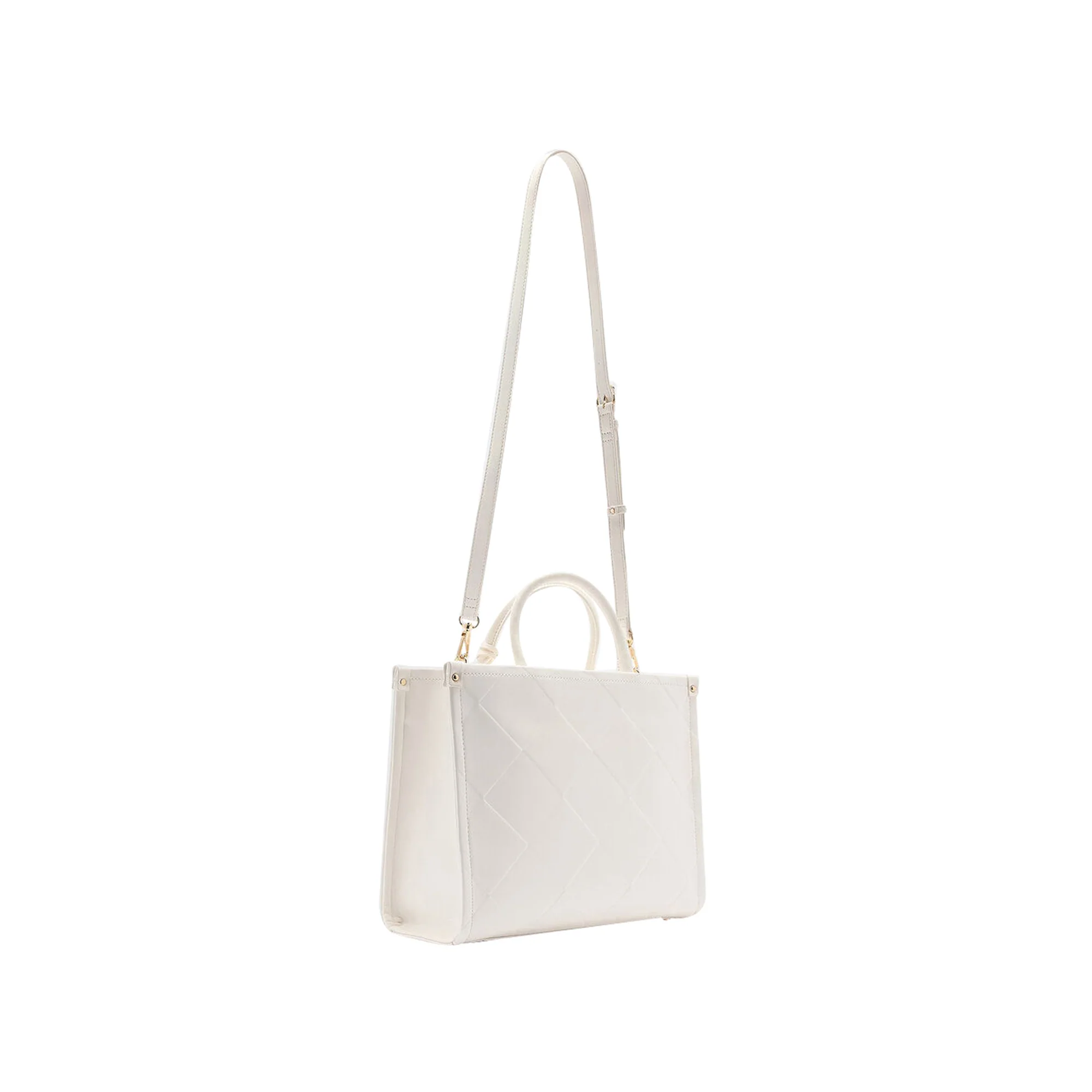 Borsa Donna shopper a rombi in rilievo Bianco - Image 4