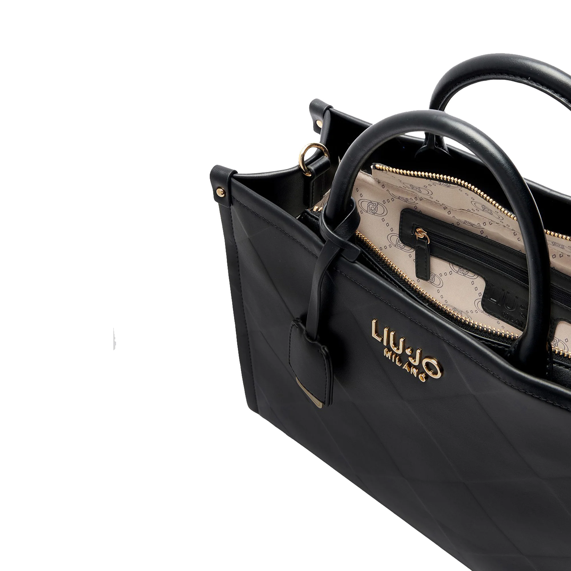 Borsa Donna shopper a rombi in rilievo Nero - Image 4