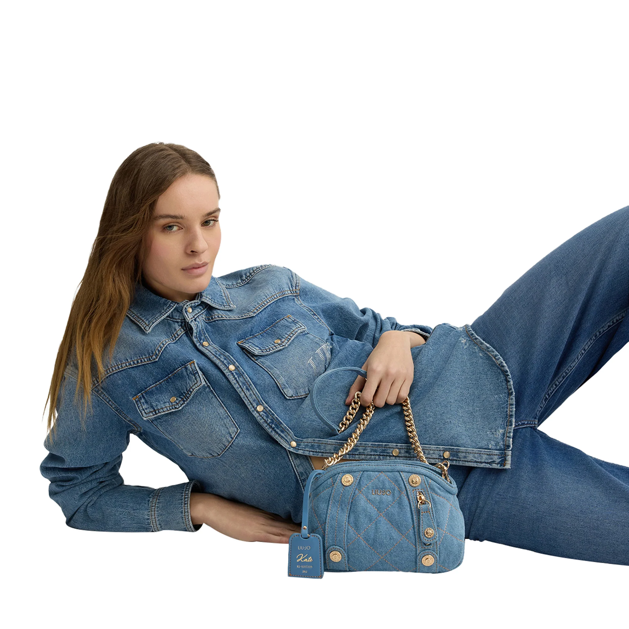 Borsa a tracolla Donna in denim matelassé - Image 4