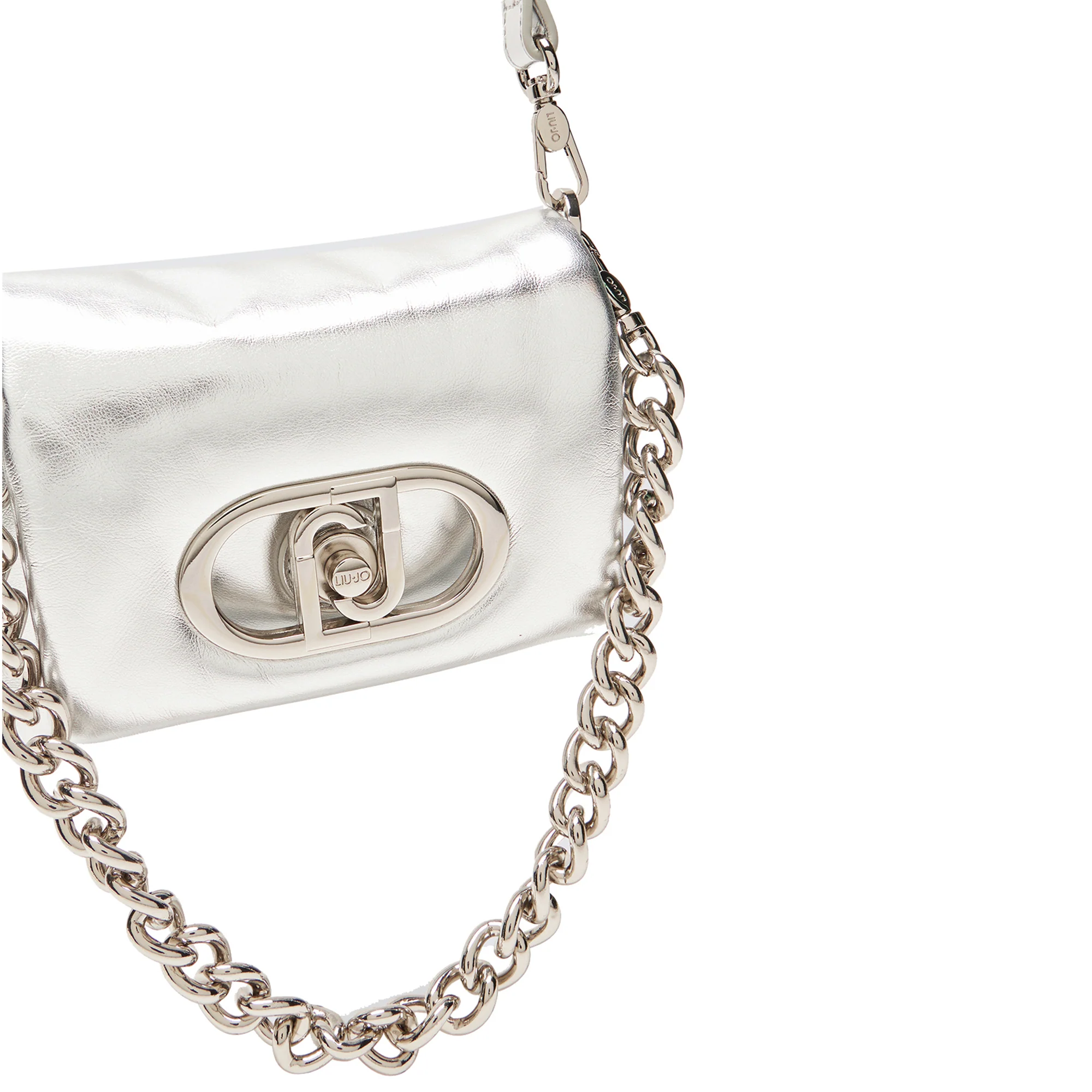 Borsa a spalla piccola LaPuffy laminata argento - Image 3
