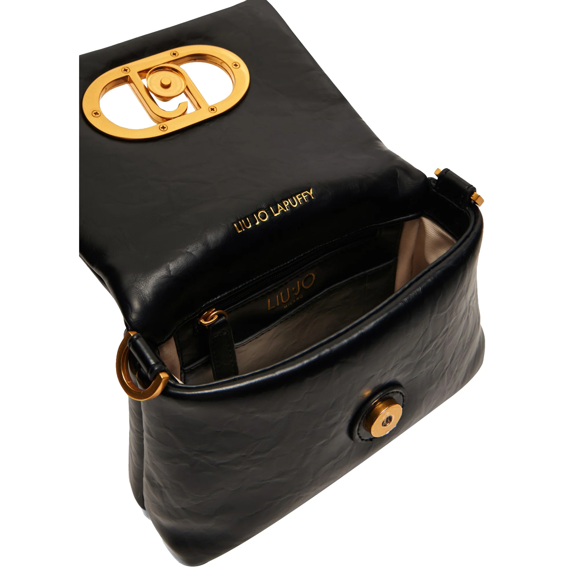 Borsa a spalla piccola LaPuffy tinta unita nera - Image 4