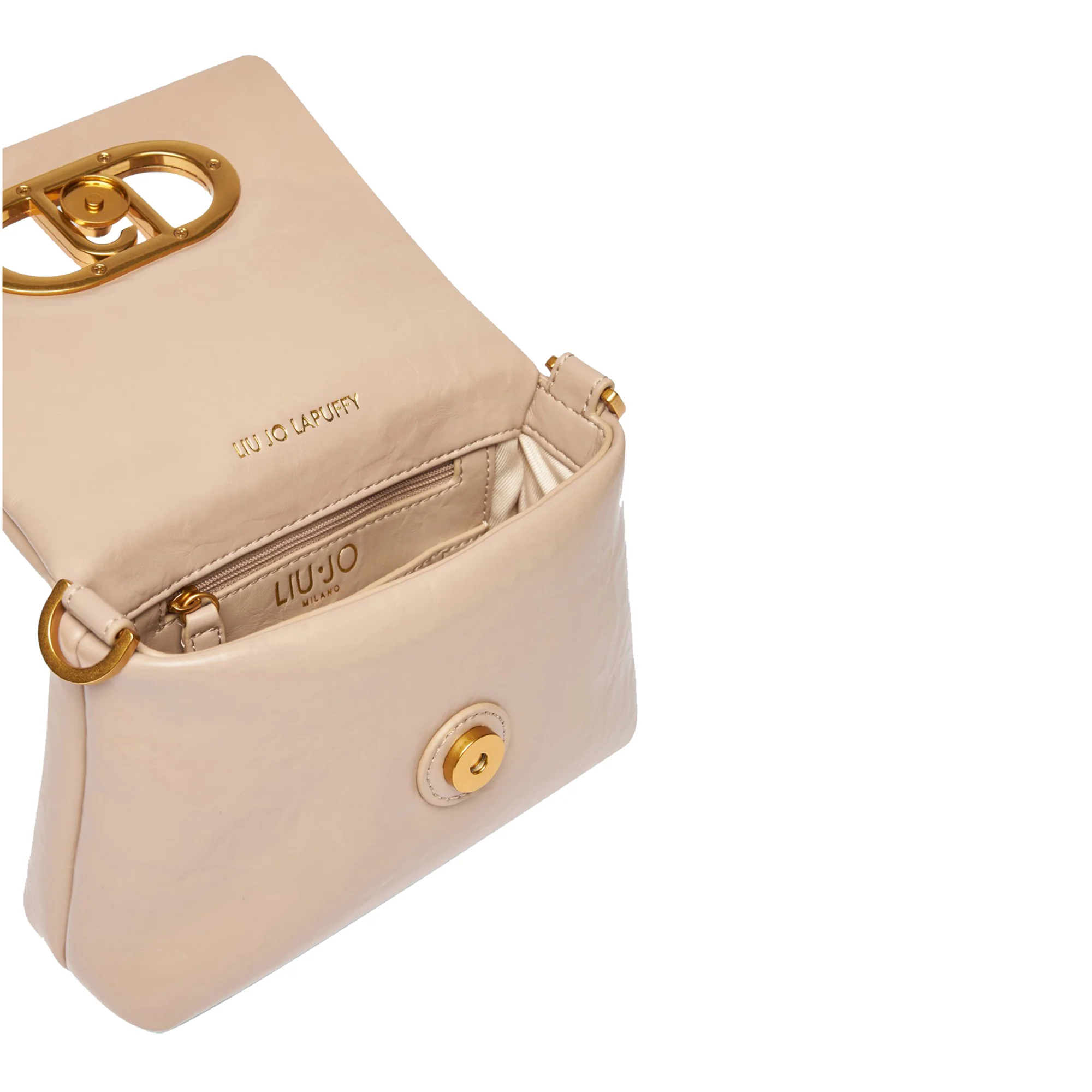 Borsa a spalla piccola LaPuffy tinta unita beige - Image 4