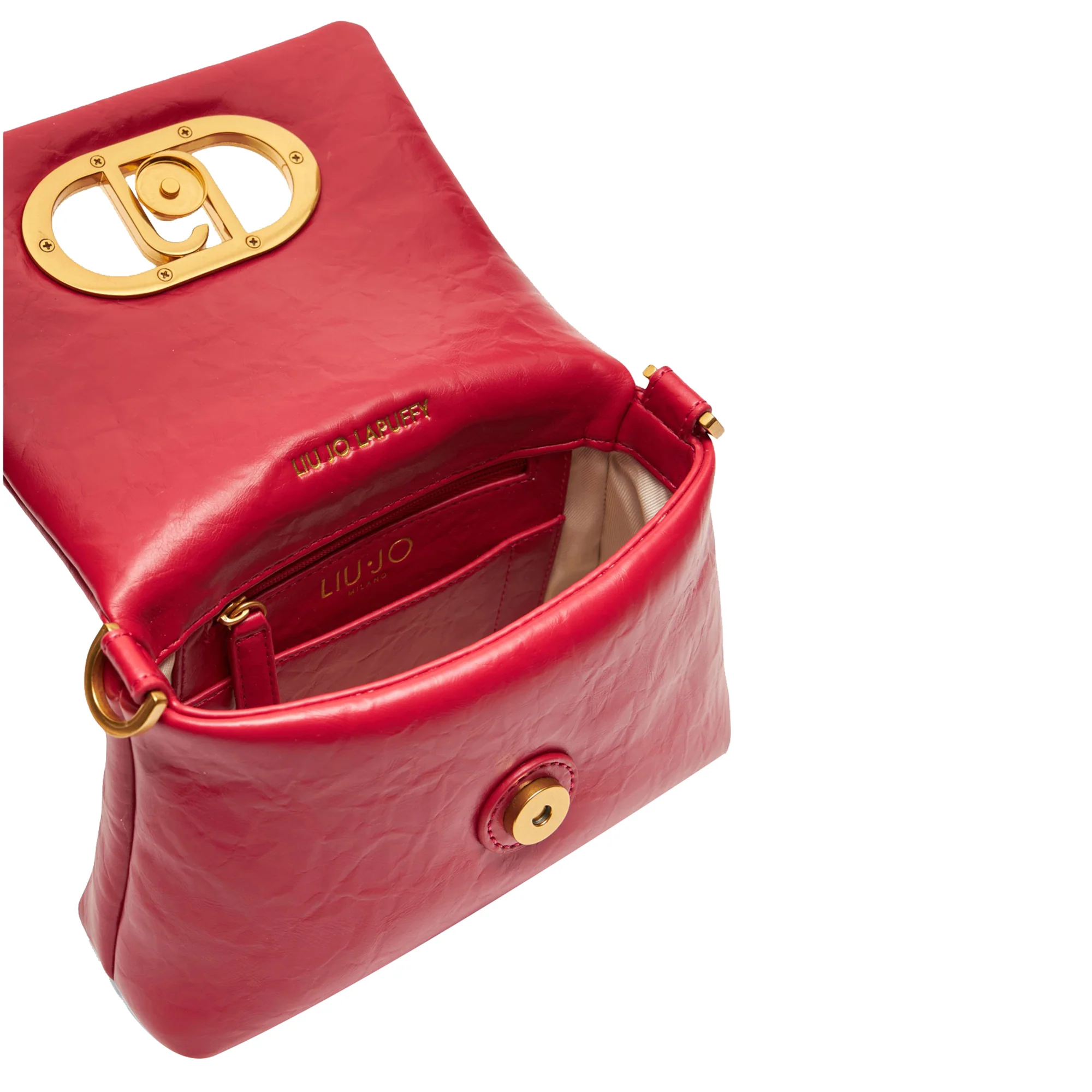 Borsa a spalla piccola LaPuffy tinta unita rossa - Image 4