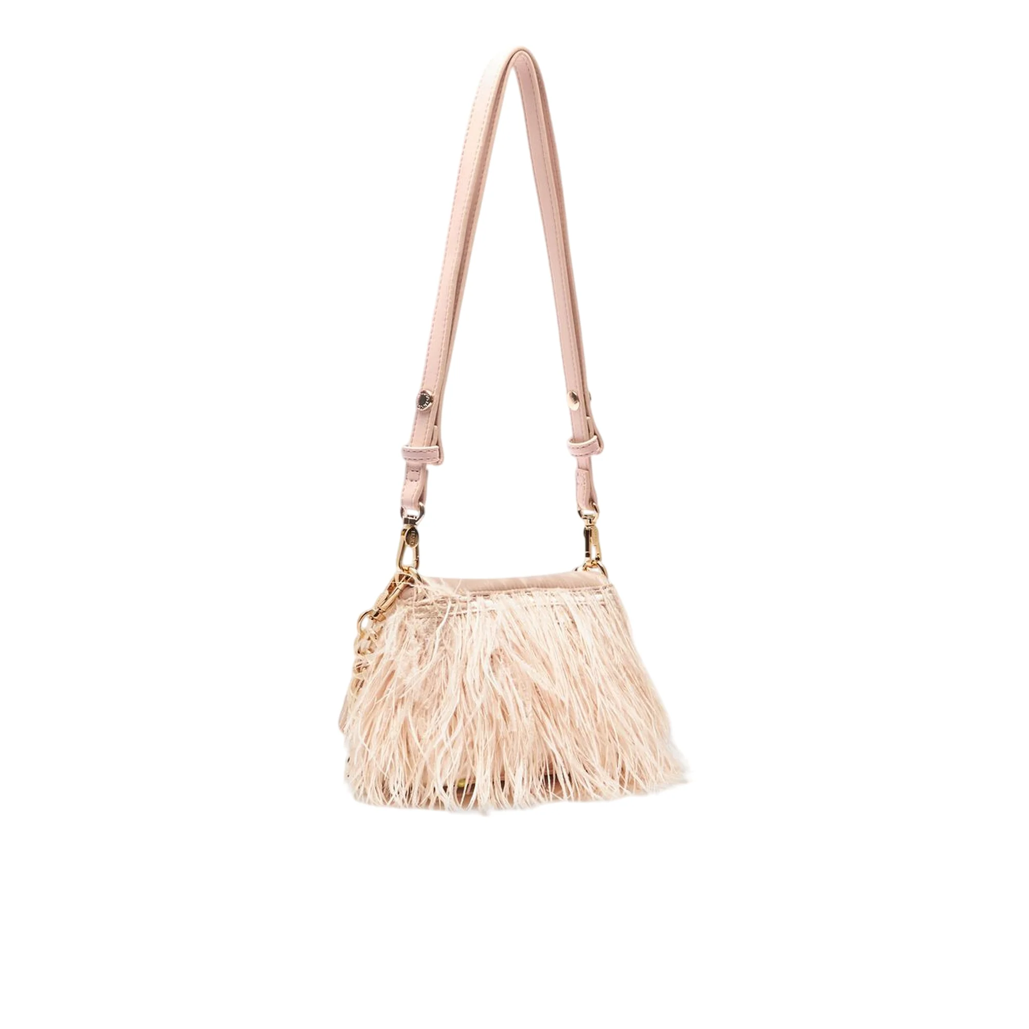 Borsa piccola a spalla LaPuffy con piume Rosa - Image 2
