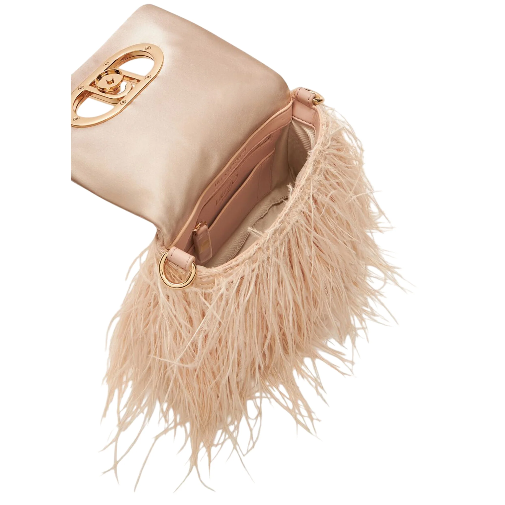 Borsa piccola a spalla LaPuffy con piume Rosa - Image 3