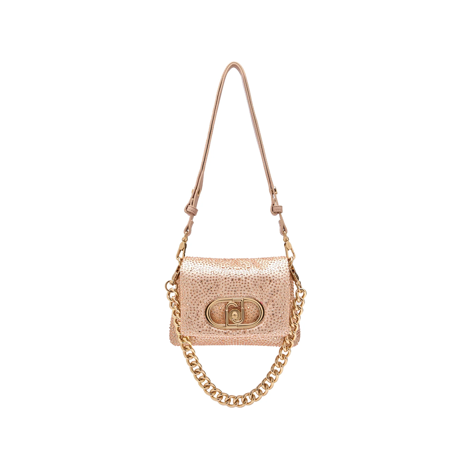 Borsa piccola a spalla LaPuffy con strass Rosa