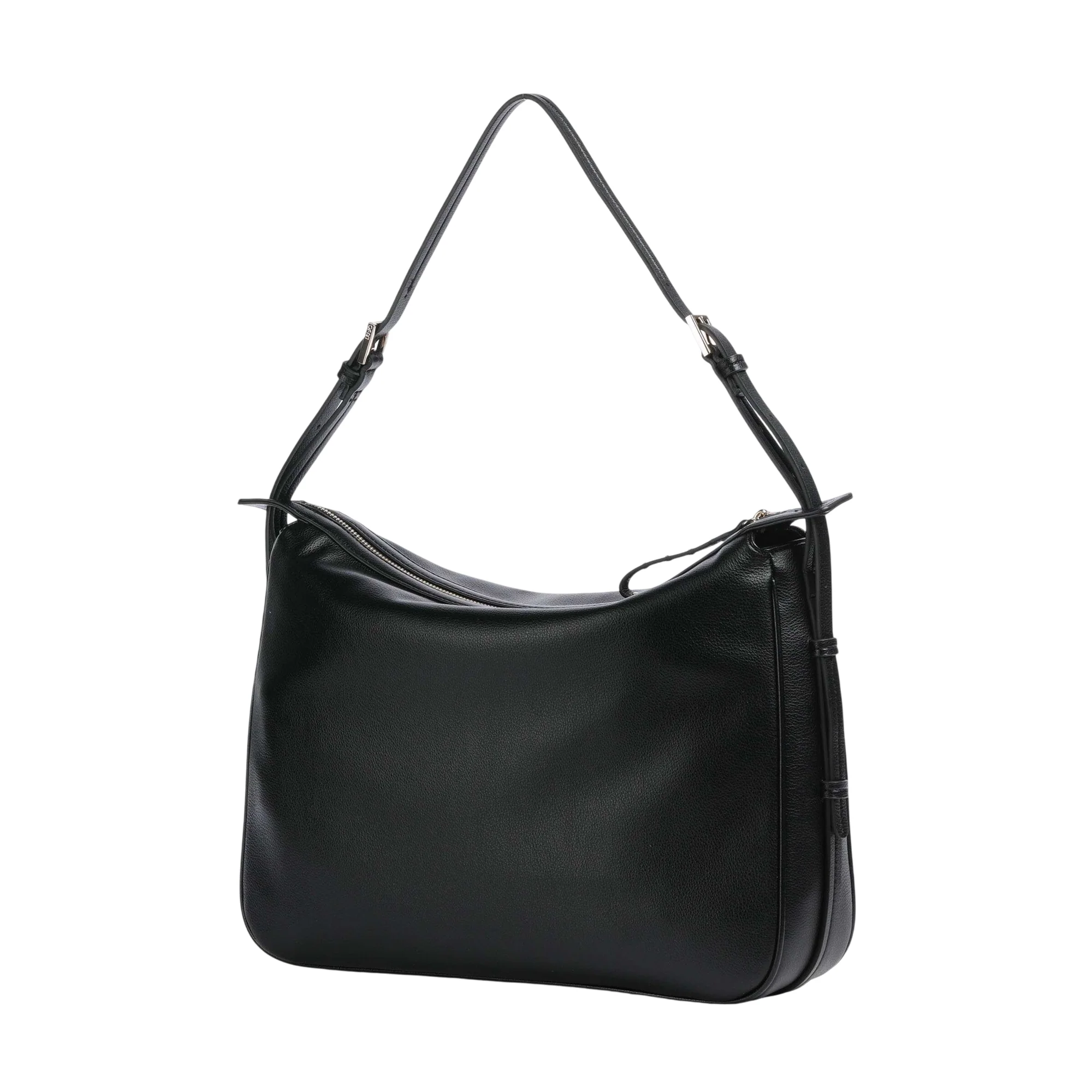 Borsa a spalla in pelle nera con dettagli in oro - Image 2