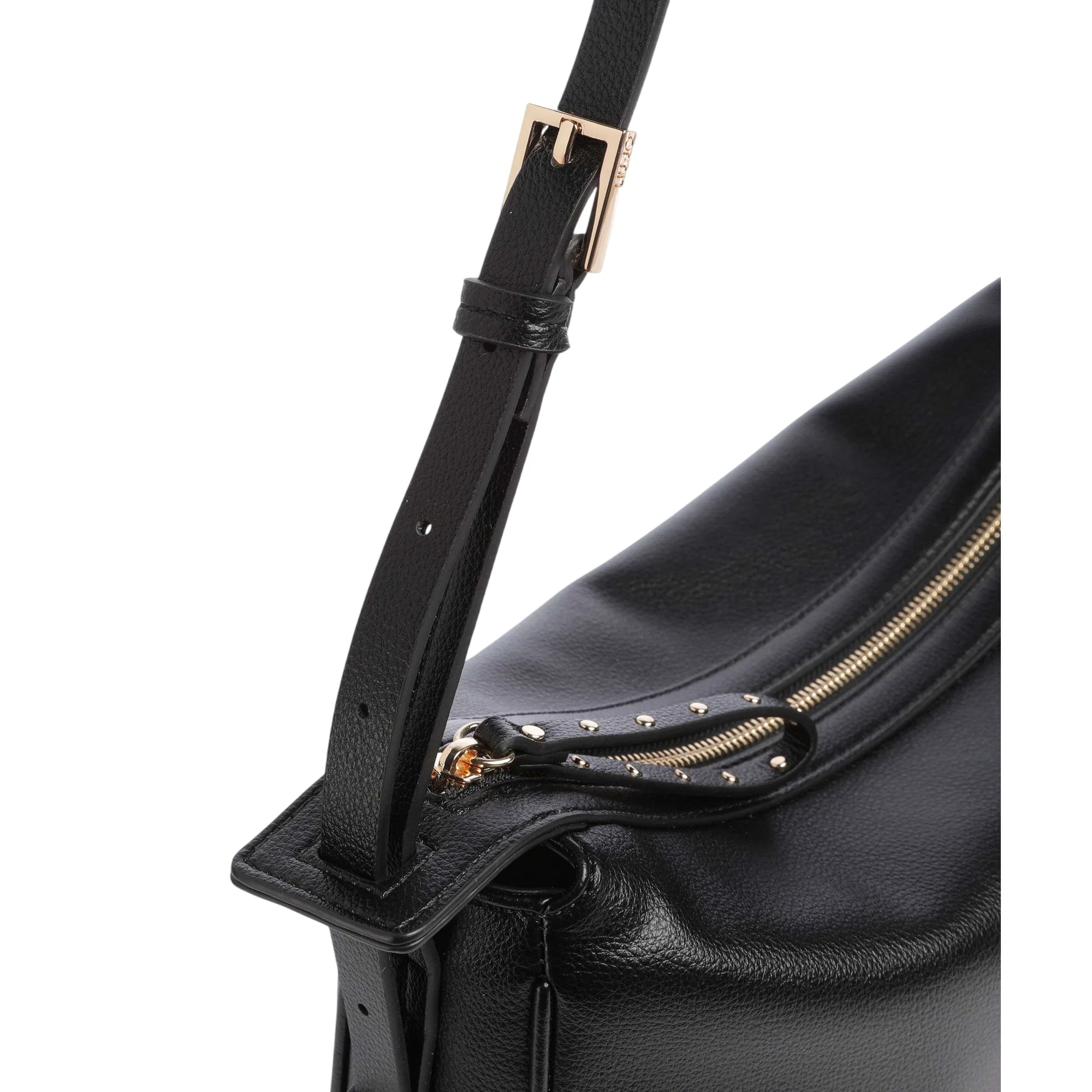 Borsa a spalla in pelle nera con dettagli in oro - Image 4