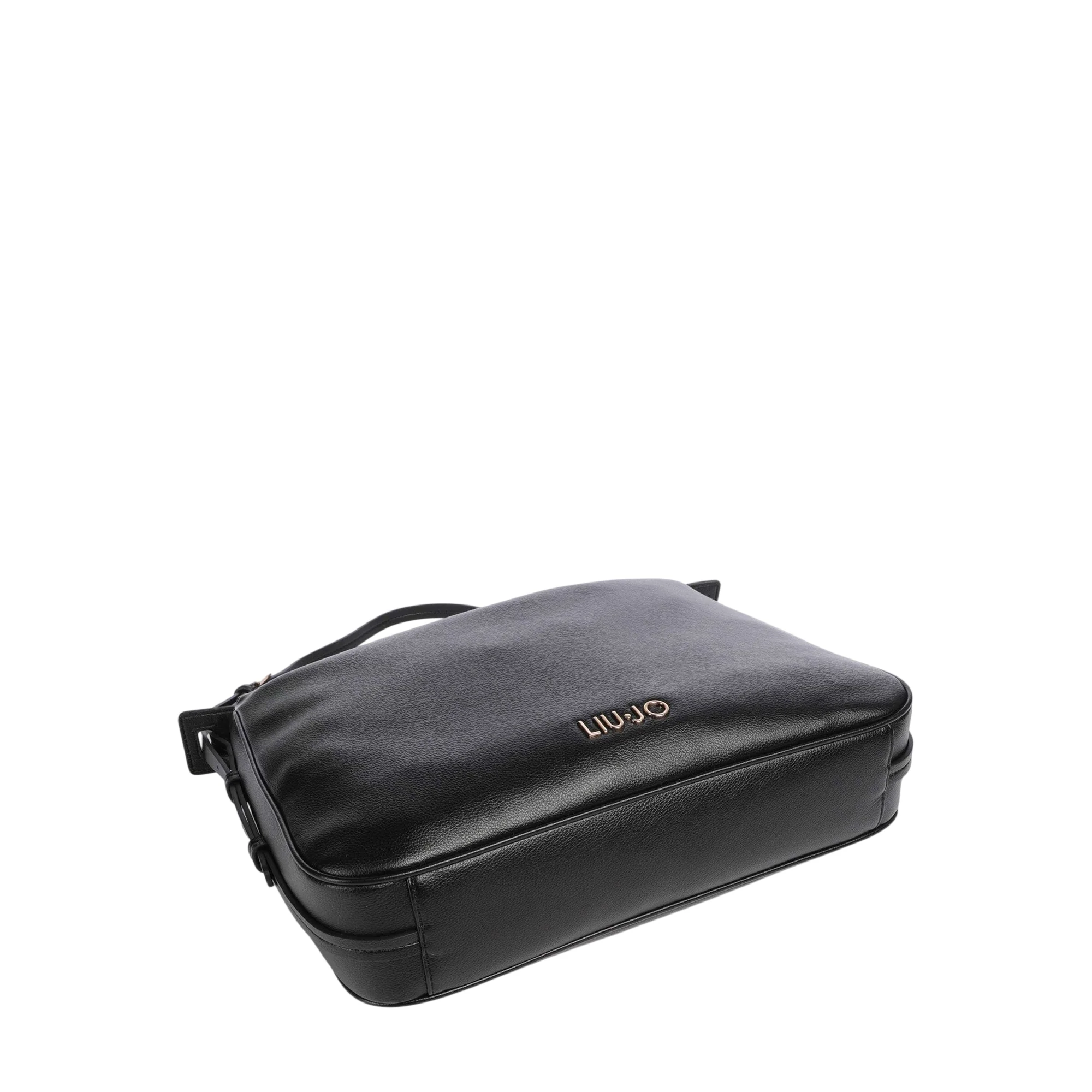 Borsa a spalla in pelle nera con dettagli in oro - Image 5