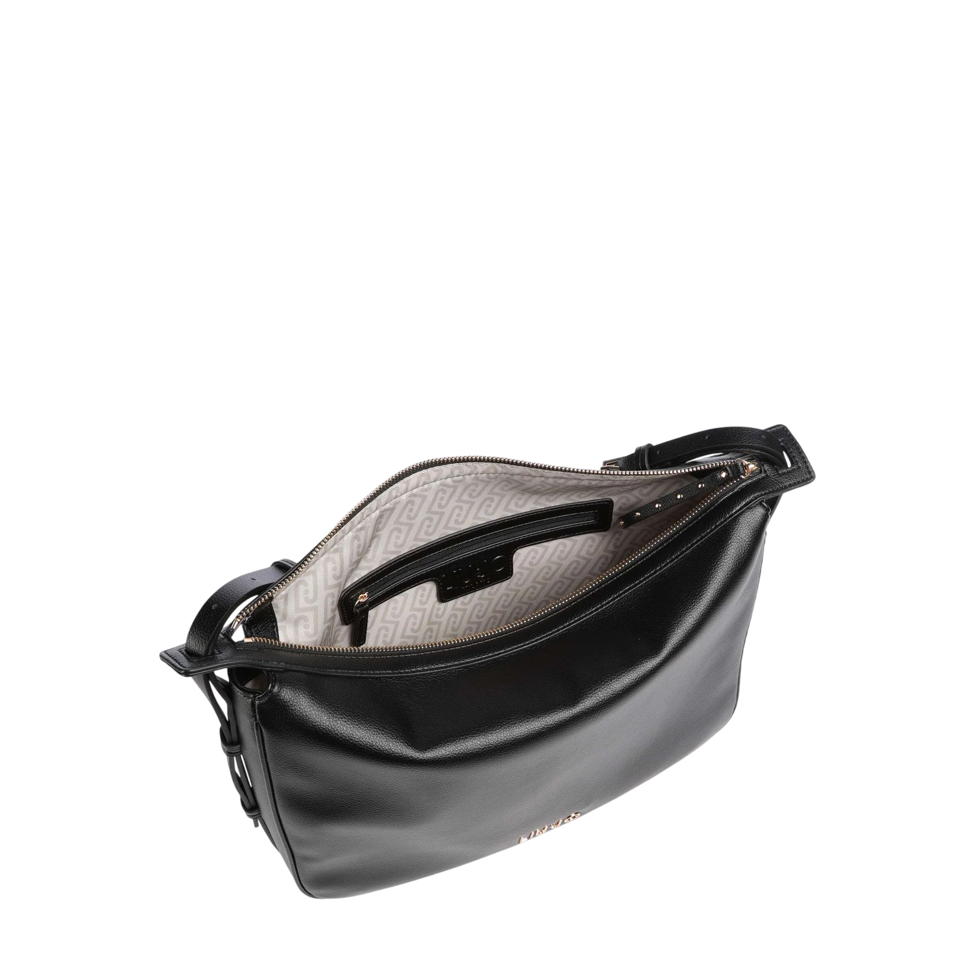 Borsa a spalla in pelle nera con dettagli in oro - Image 6