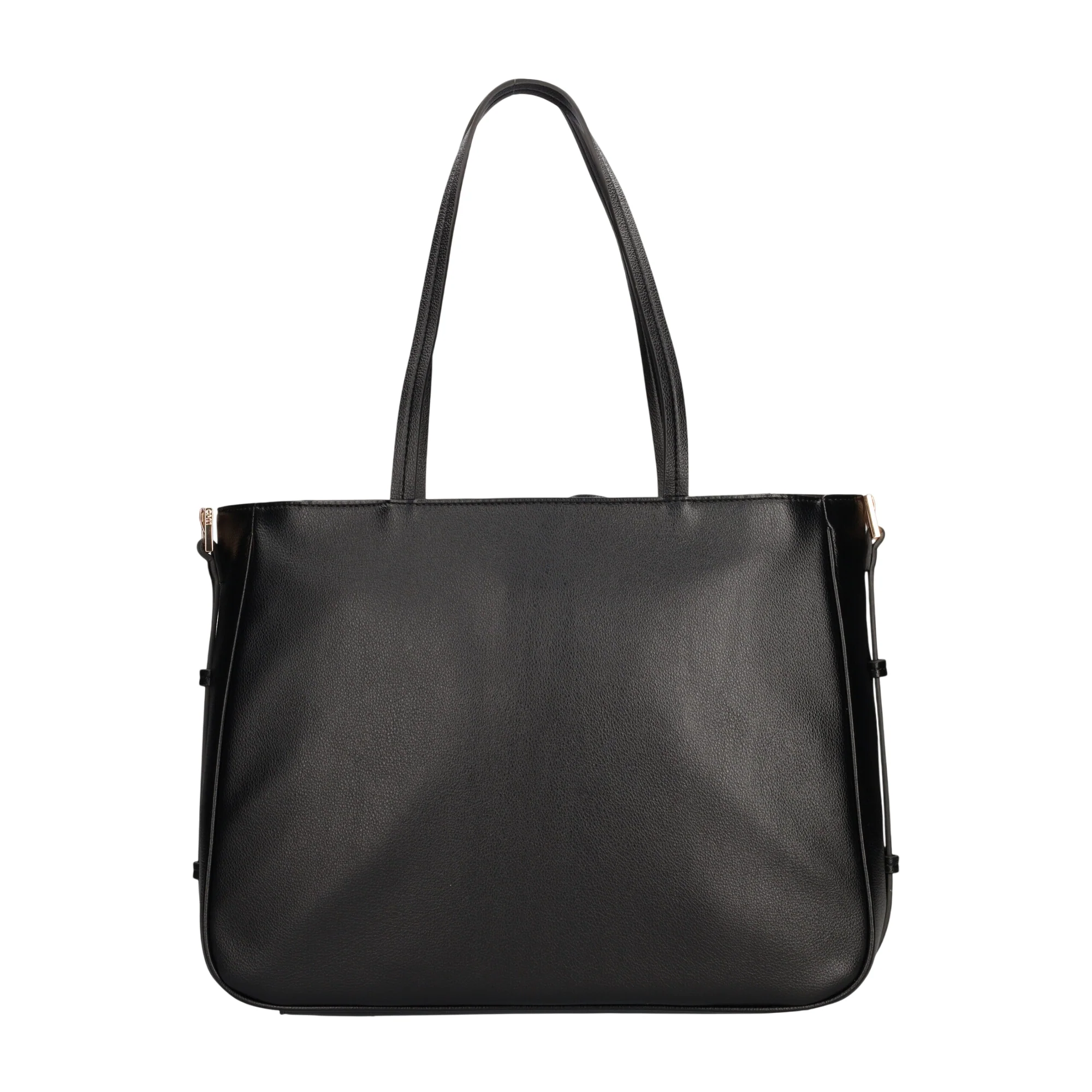 Shopping bag nera in ecopelle hardware dorato - Image 2