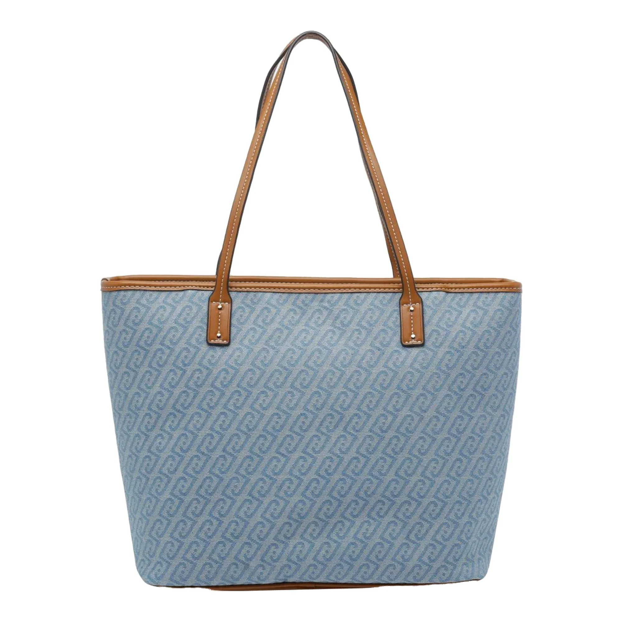Borsa tote Donna Grande logata Celeste