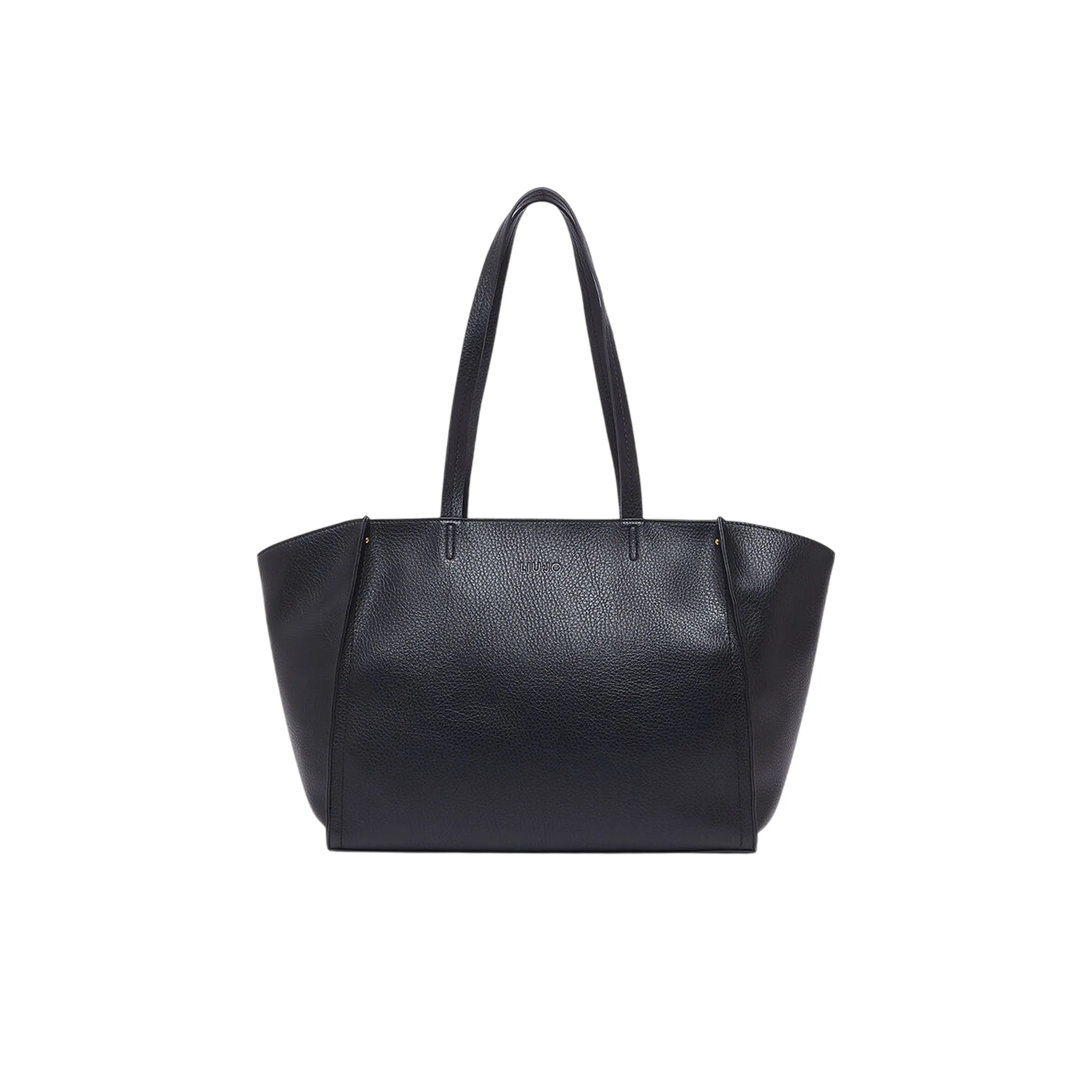 Borsa tote nera grande effetto bottalato con zip - Image 2