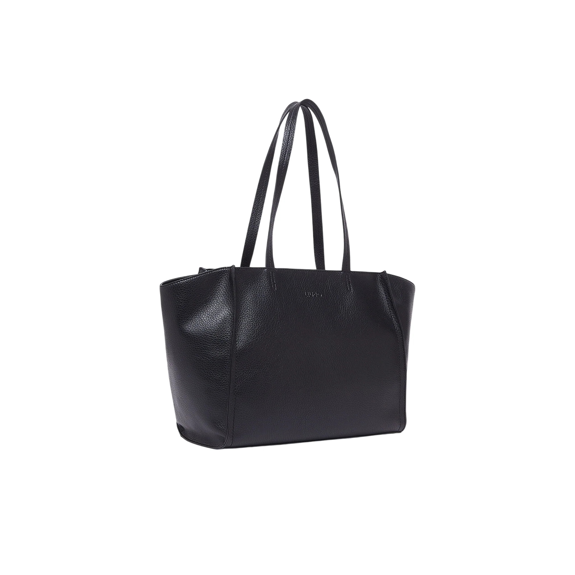 Borsa tote nera grande effetto bottalato con zip - Image 3
