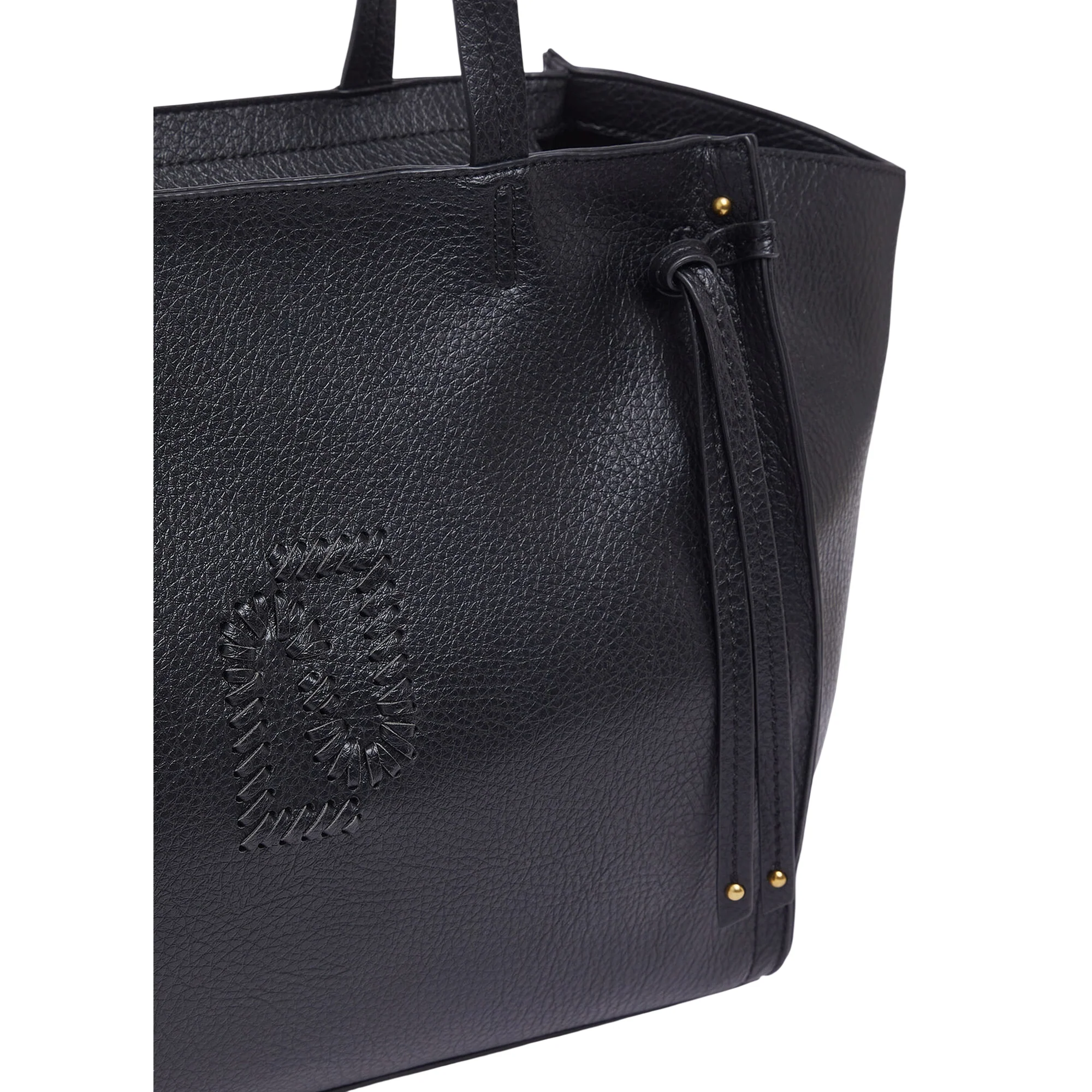 Borsa tote nera grande effetto bottalato con zip - Image 4