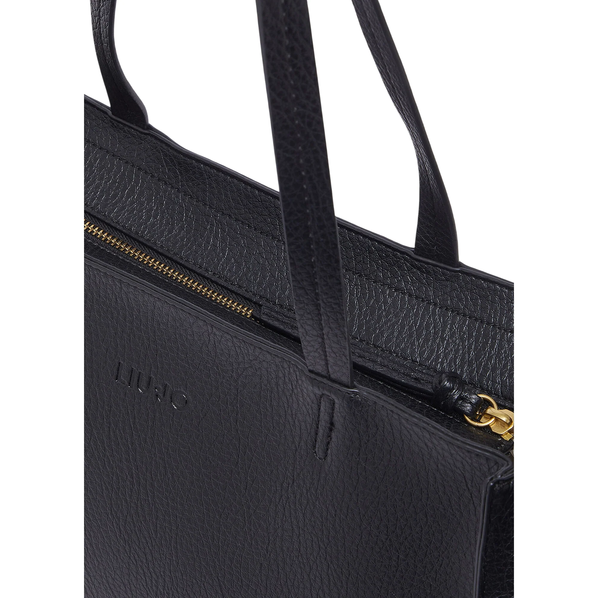 Borsa tote nera grande effetto bottalato con zip - Image 5