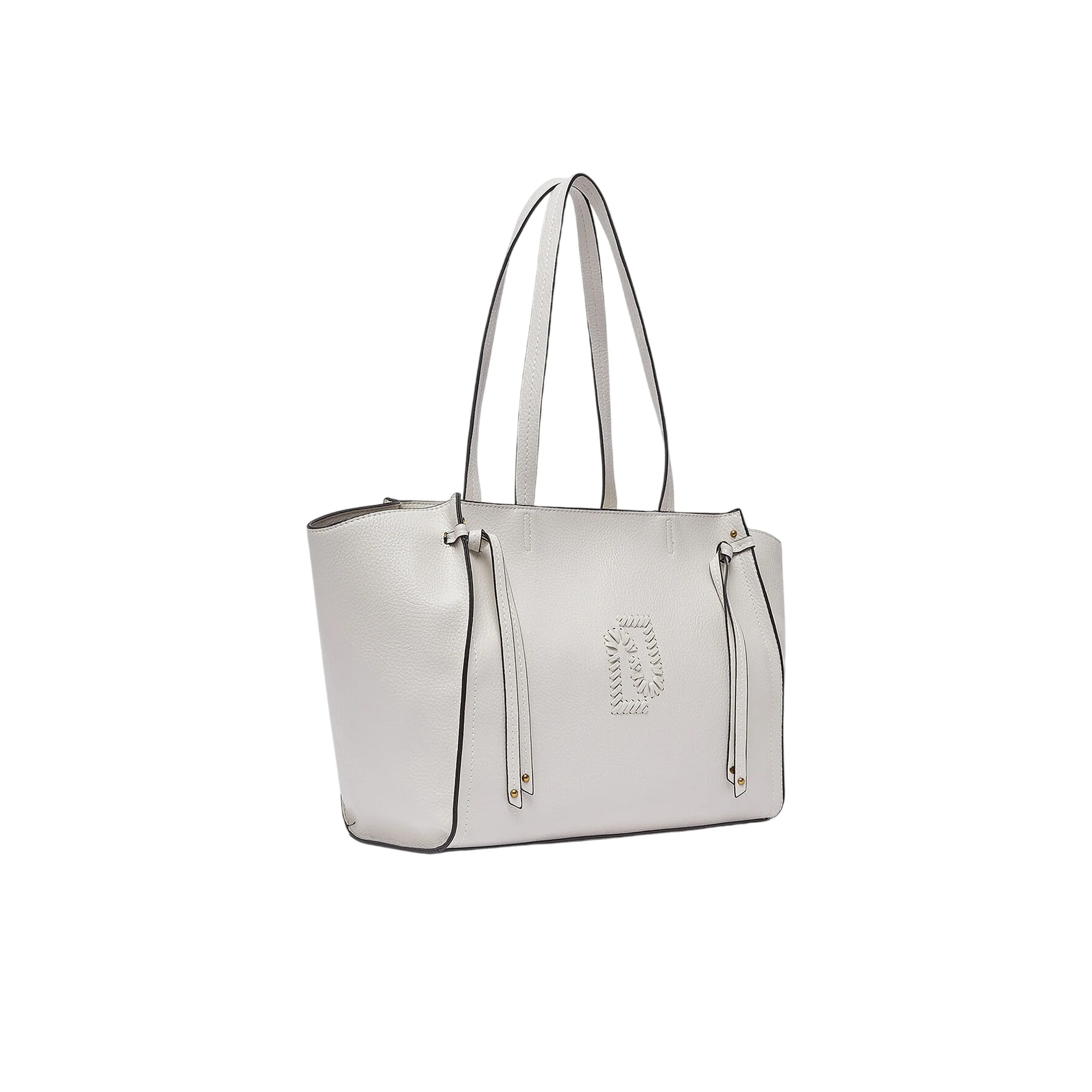 Borsa tote grande crema con effetto bottalato - Image 2