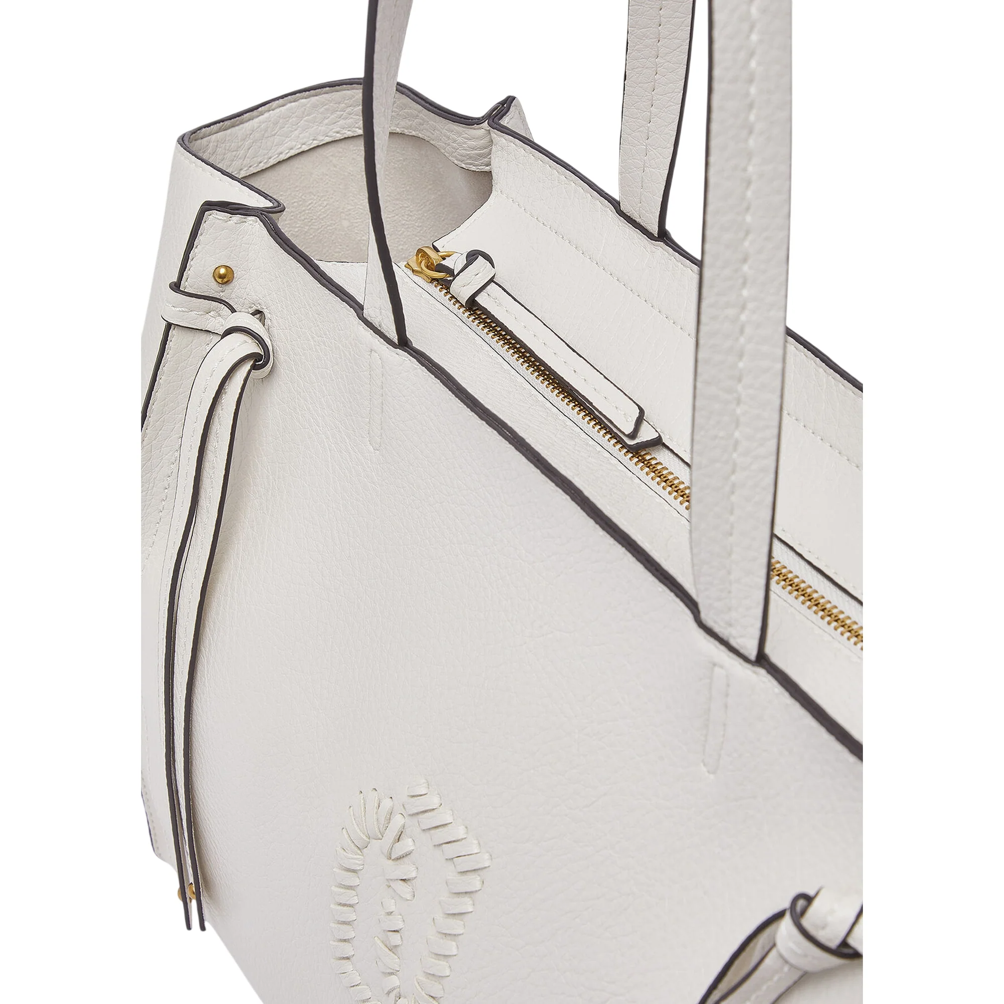 Borsa tote grande crema con effetto bottalato - Image 5