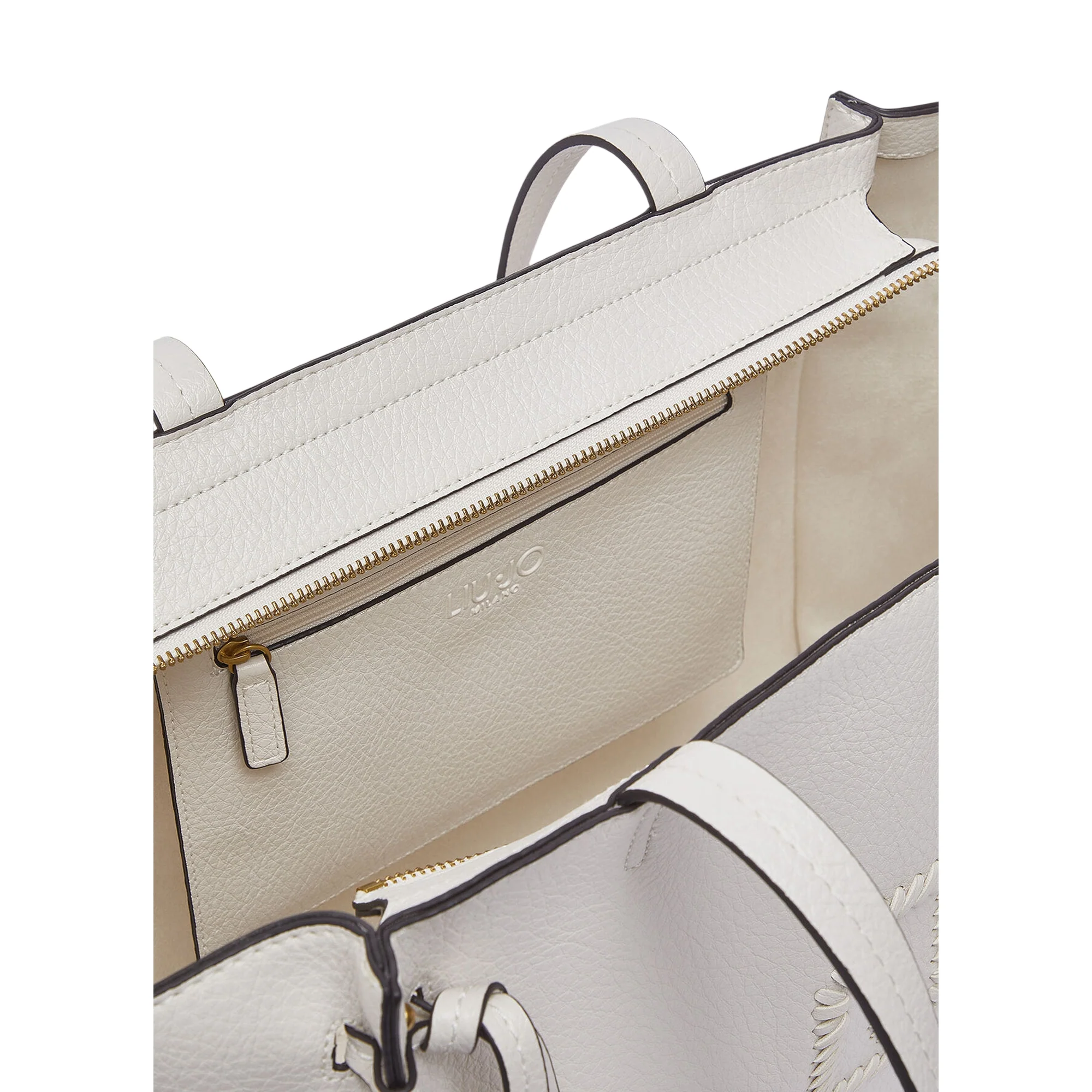 Borsa tote grande crema con effetto bottalato - Image 6
