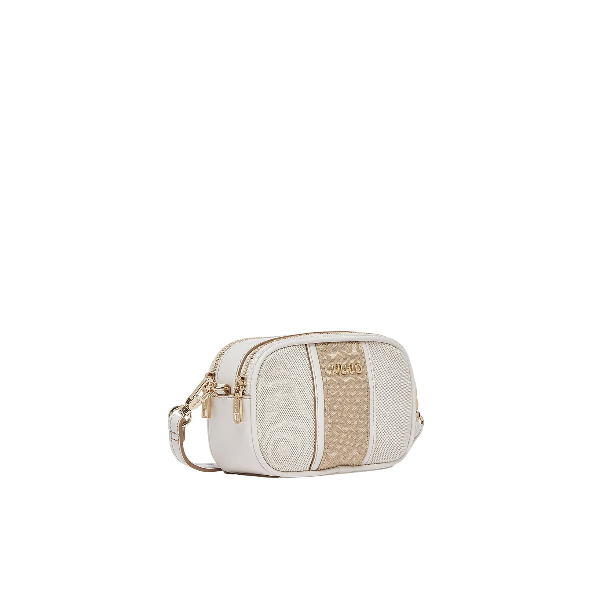 Mini bag a tracolla color crema con inserto jacquard - Image 4