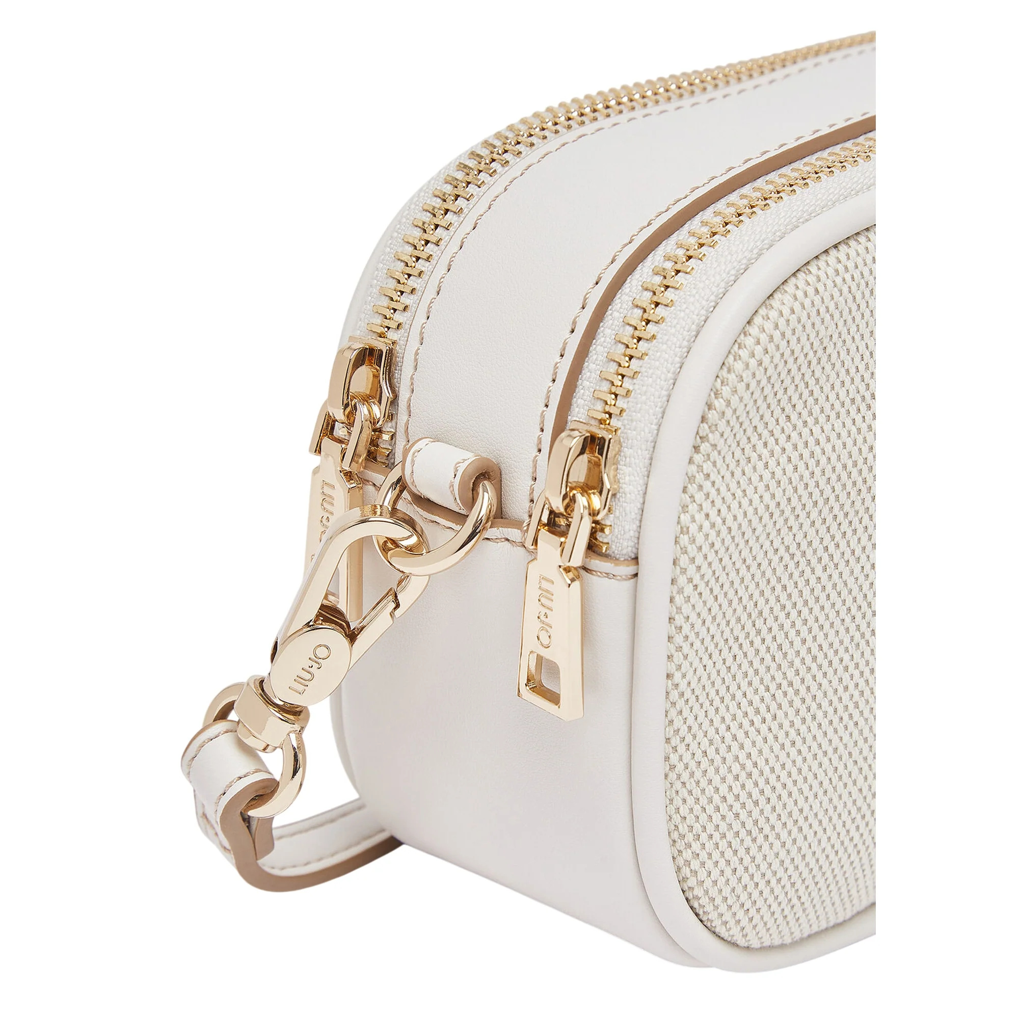 Mini bag a tracolla color crema con inserto jacquard - Image 5