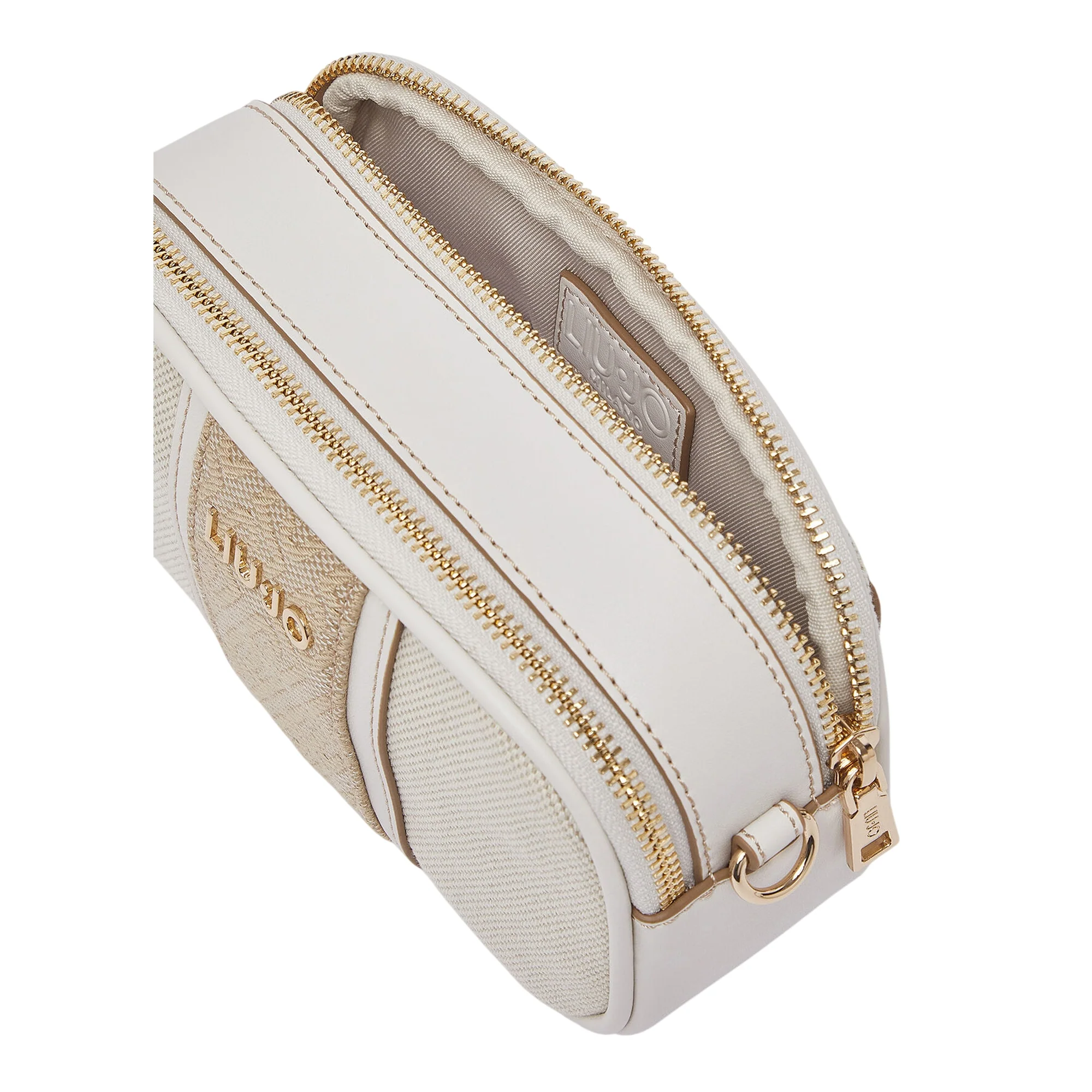 Mini bag a tracolla color crema con inserto jacquard - Image 7
