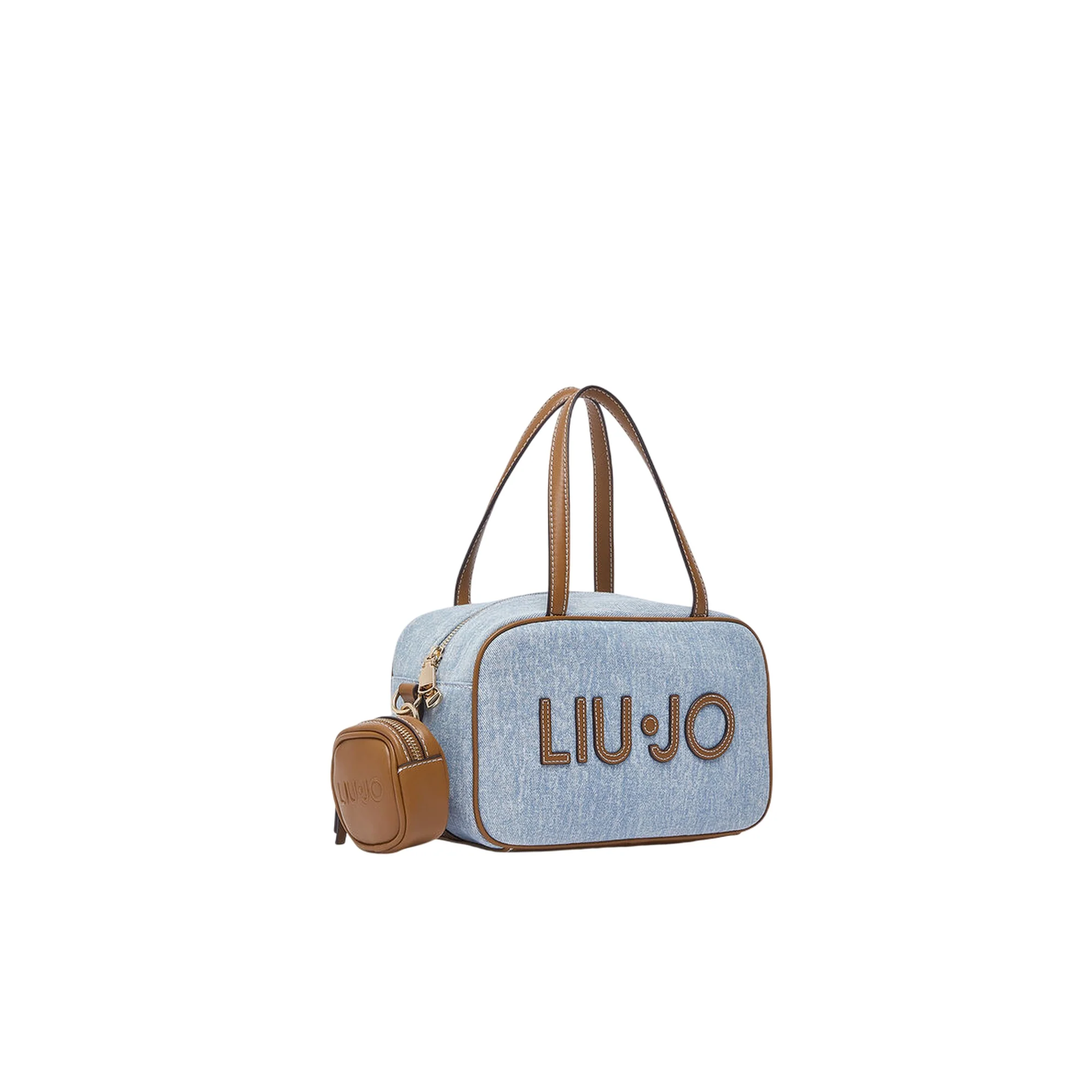 Borsa bowling in denim con tracolla - Image 2