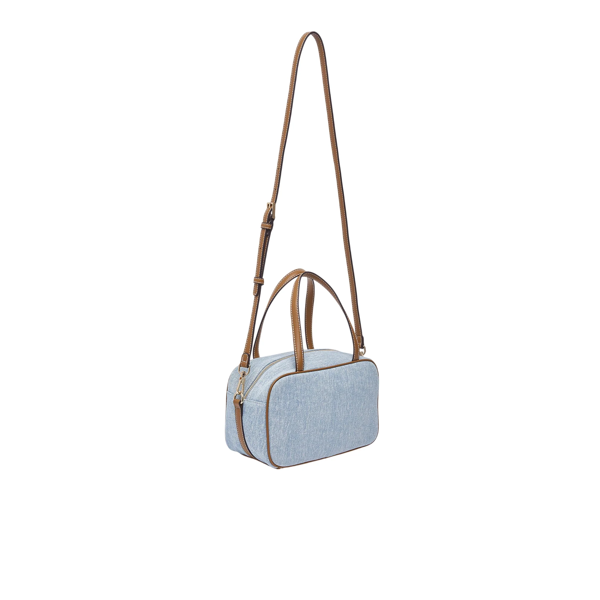 Borsa bowling in denim con tracolla - Image 3