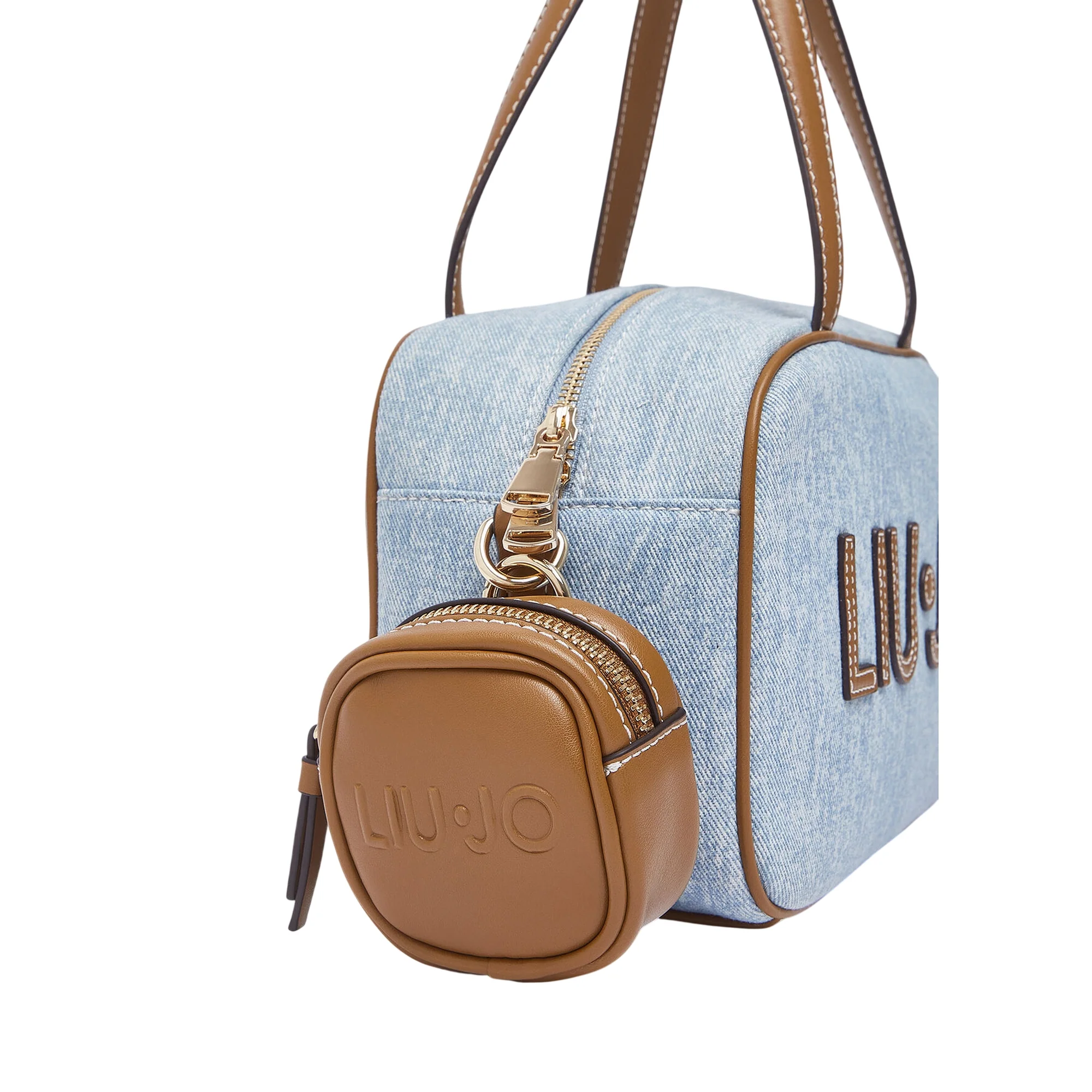 Borsa bowling in denim con tracolla - Image 4