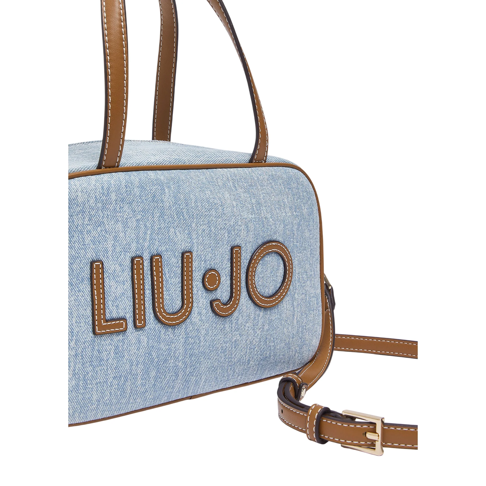 Borsa bowling in denim con tracolla - Image 5