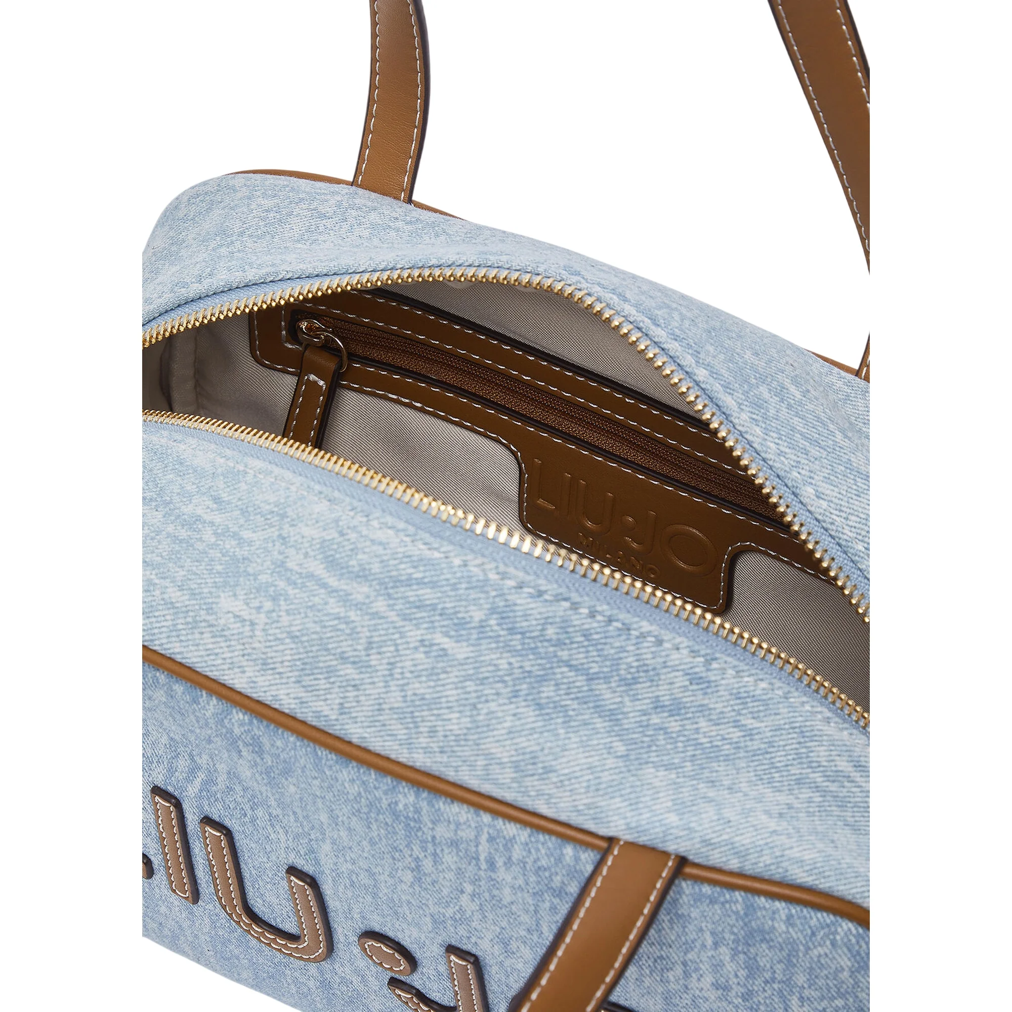 Borsa bowling in denim con tracolla - Image 6