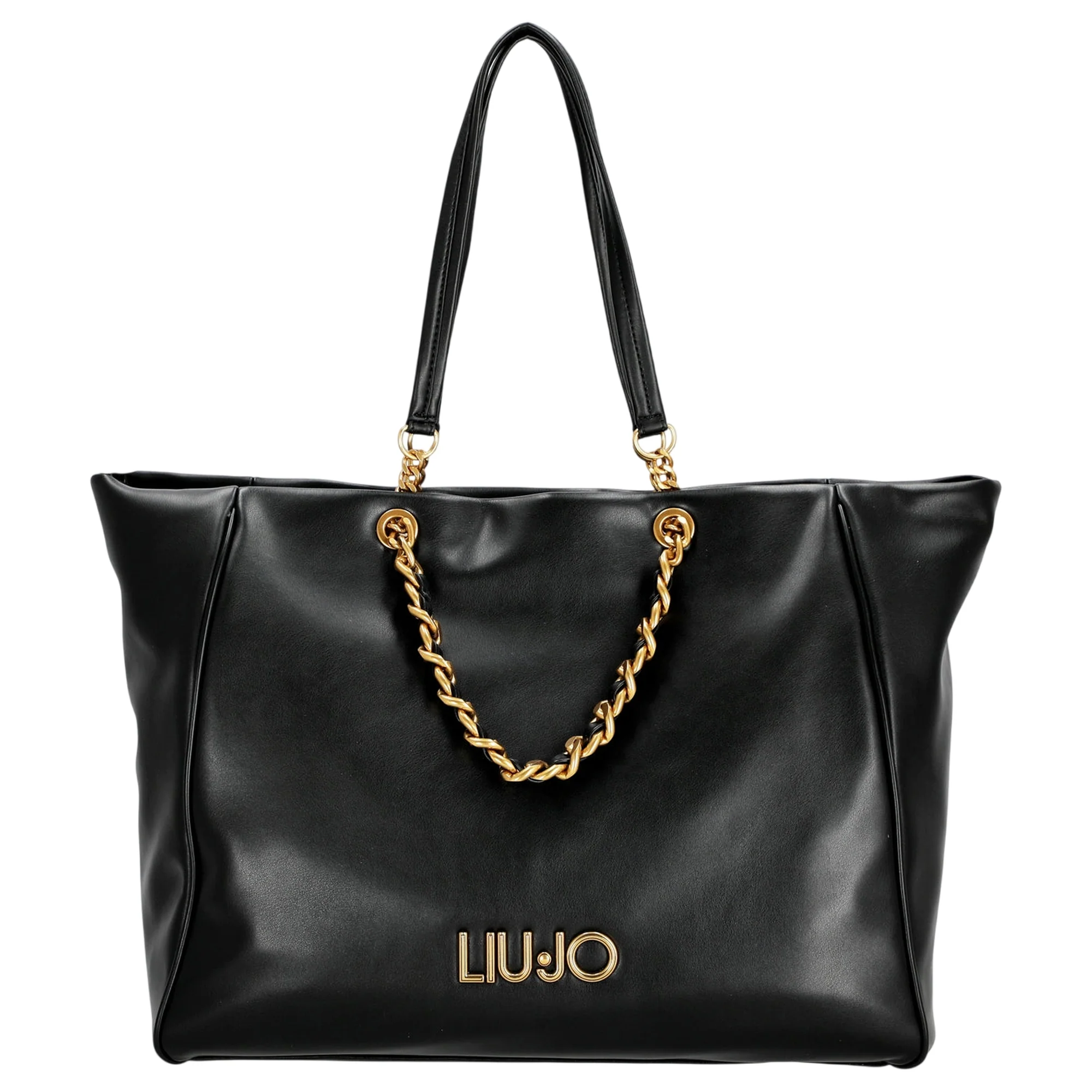 Borsa nera grande in ecopelle hardware dorato