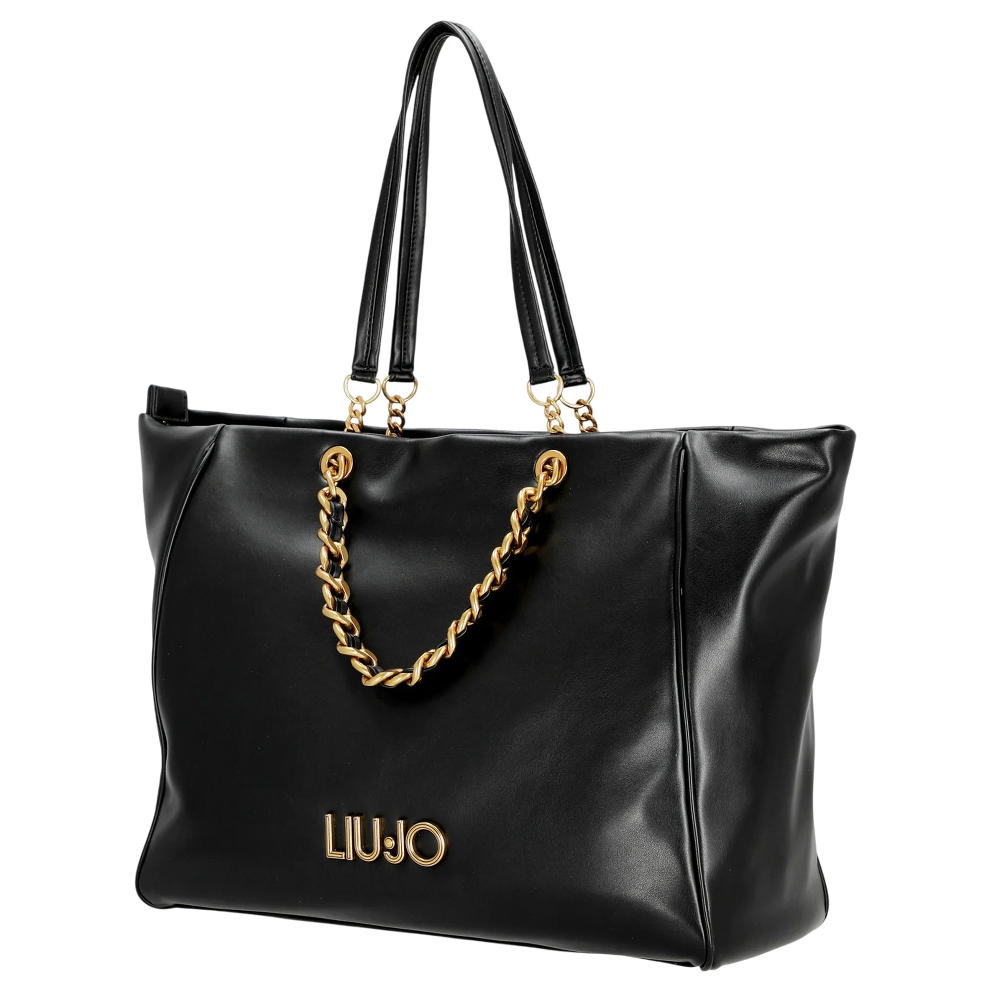 Borsa nera grande in ecopelle hardware dorato - Image 2