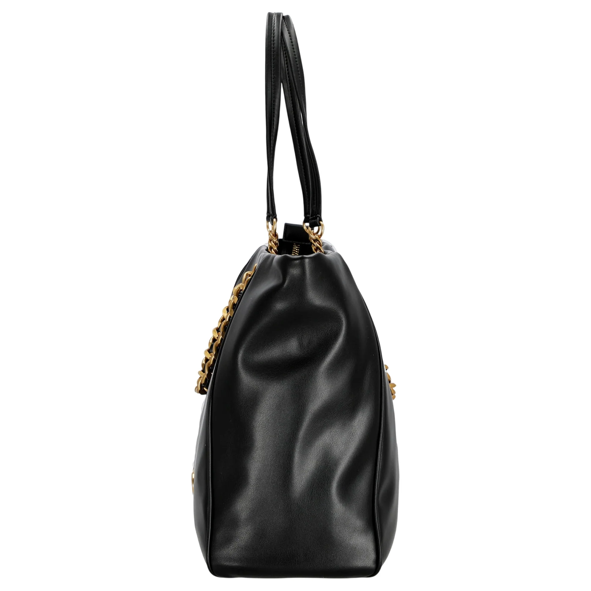 Borsa nera grande in ecopelle hardware dorato - Image 3