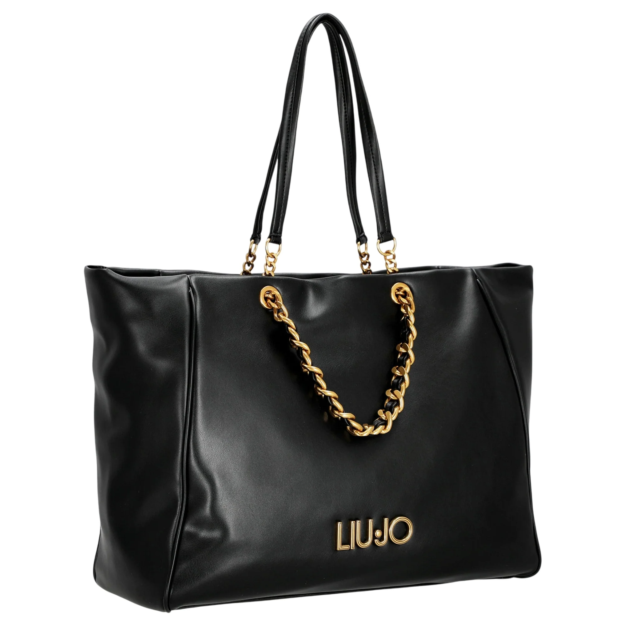 Borsa nera grande in ecopelle hardware dorato - Image 5
