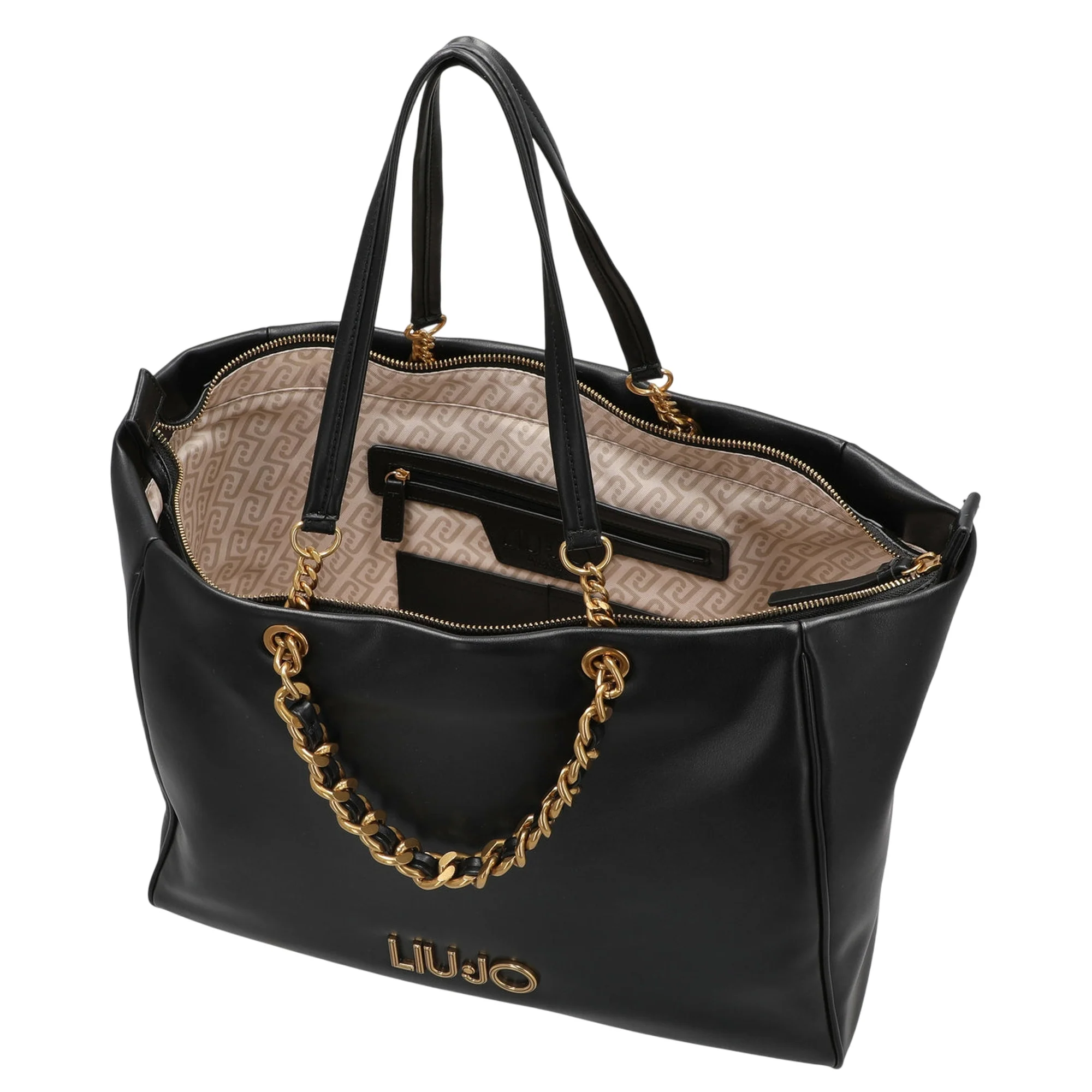 Borsa nera grande in ecopelle hardware dorato - Image 6
