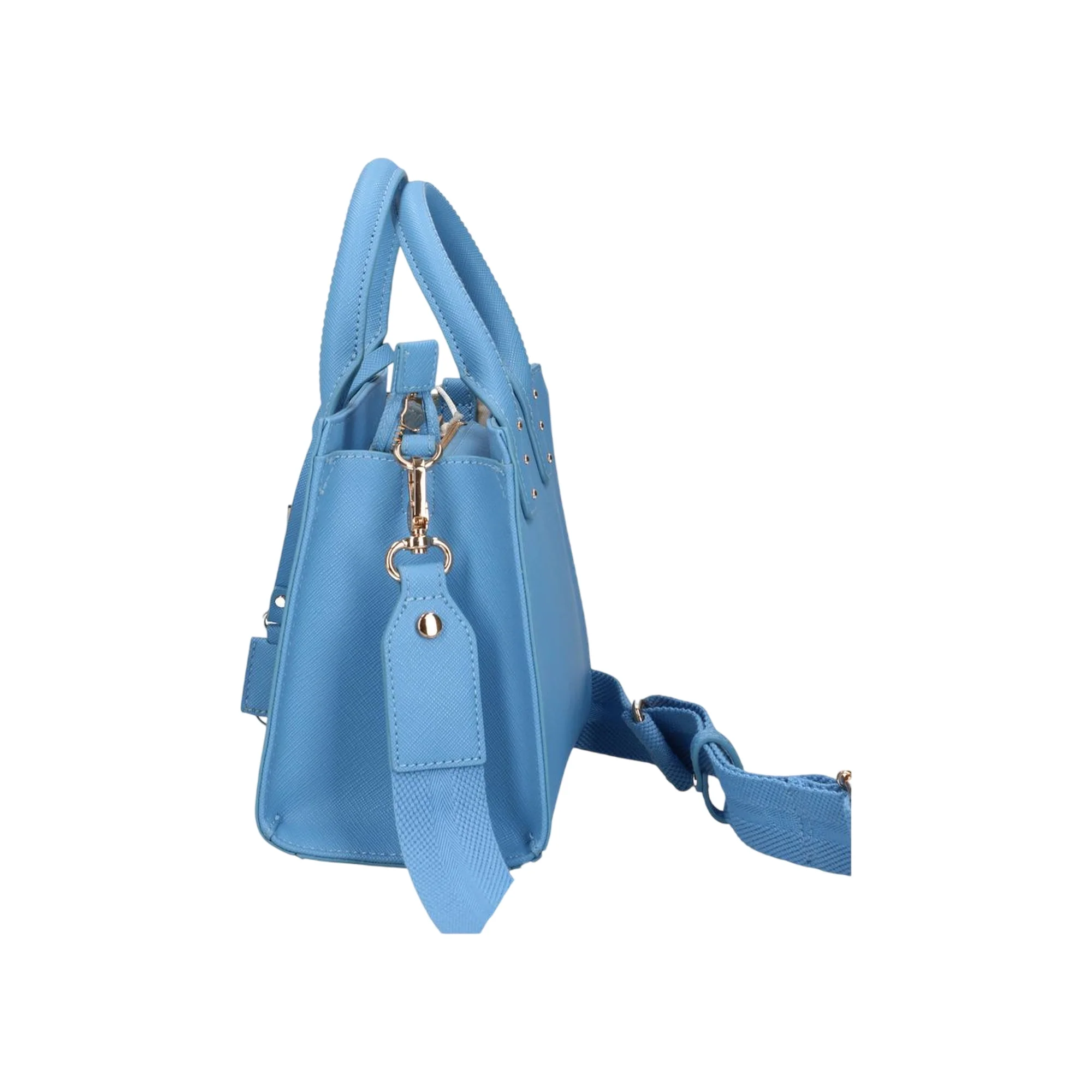 Borsa a mano azzurra in ecopelle con tracolla rimovibile - Image 3
