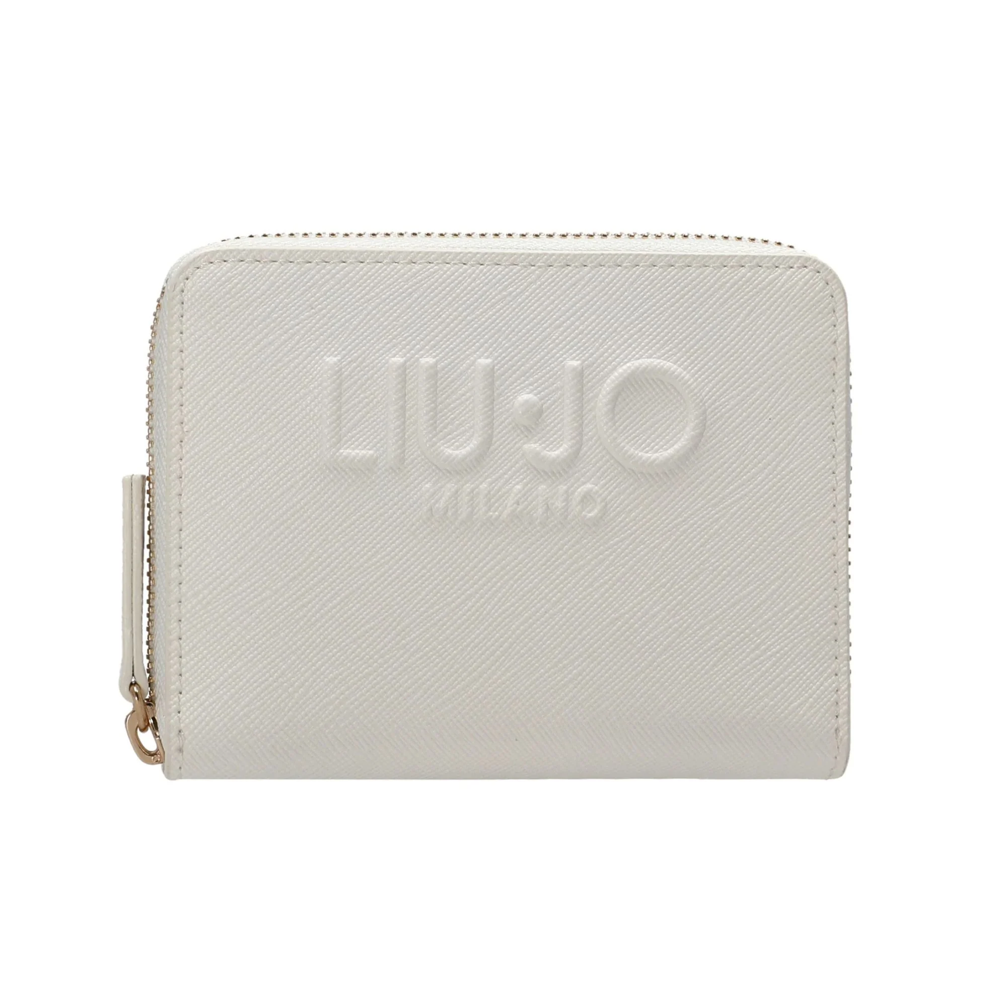 Portafoglio Donna Bianco zip around logo in rilievo