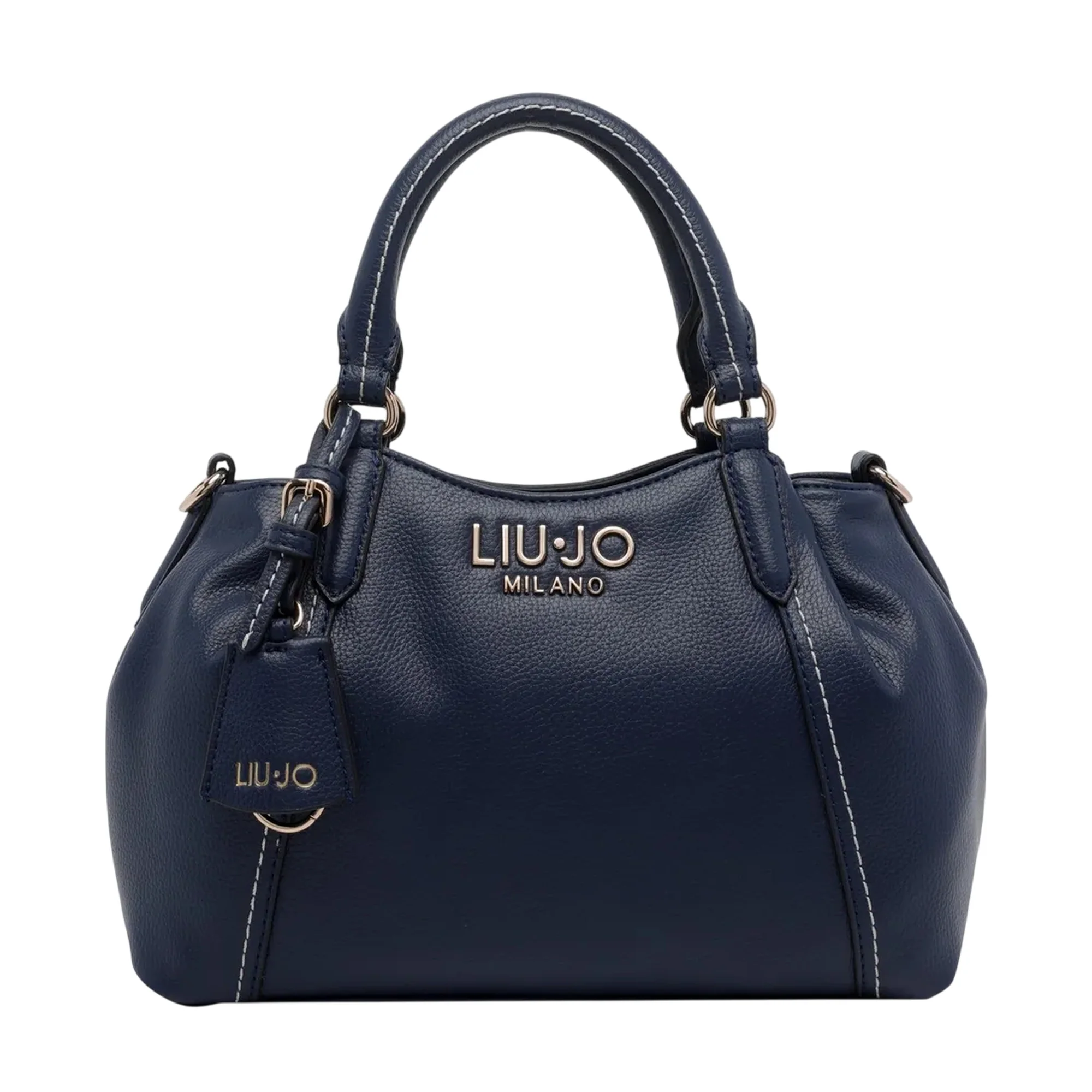 Borsa a mano blu in ecopelle