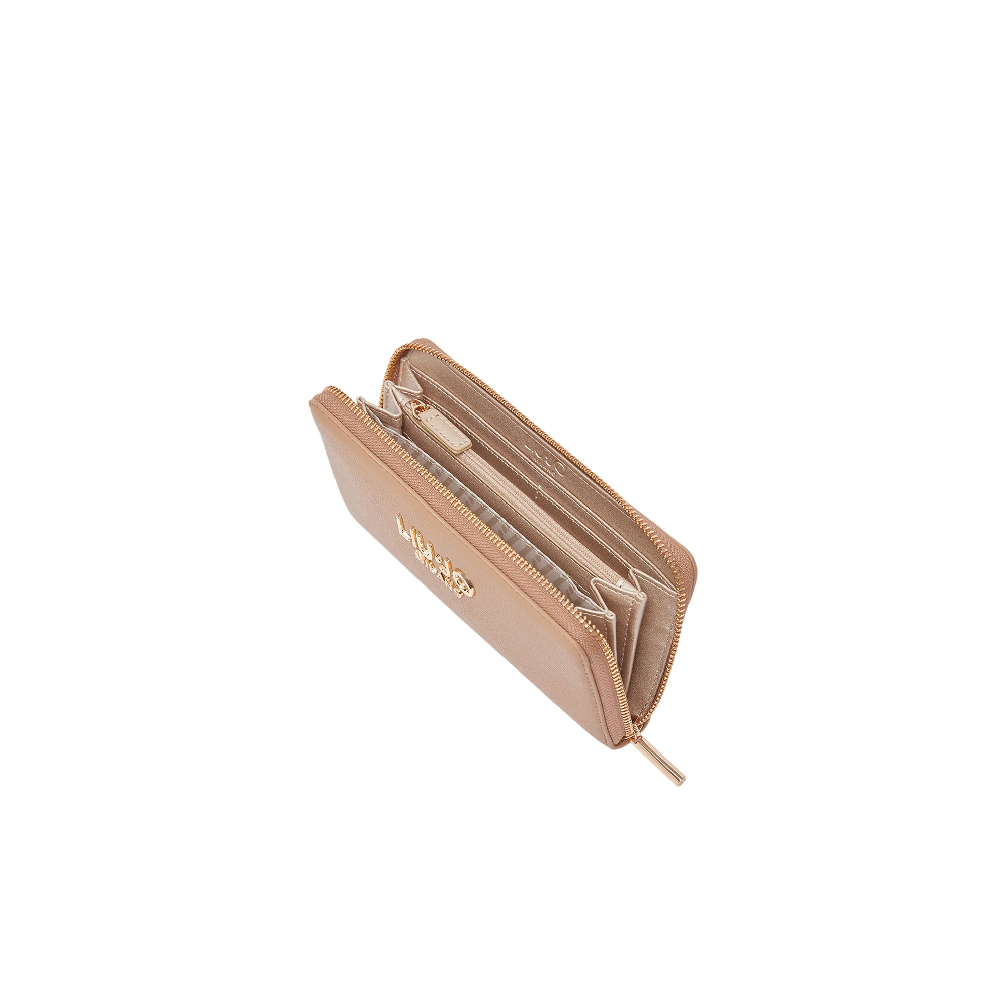 Portafoglio grande Donna con zip cammello - Image 3