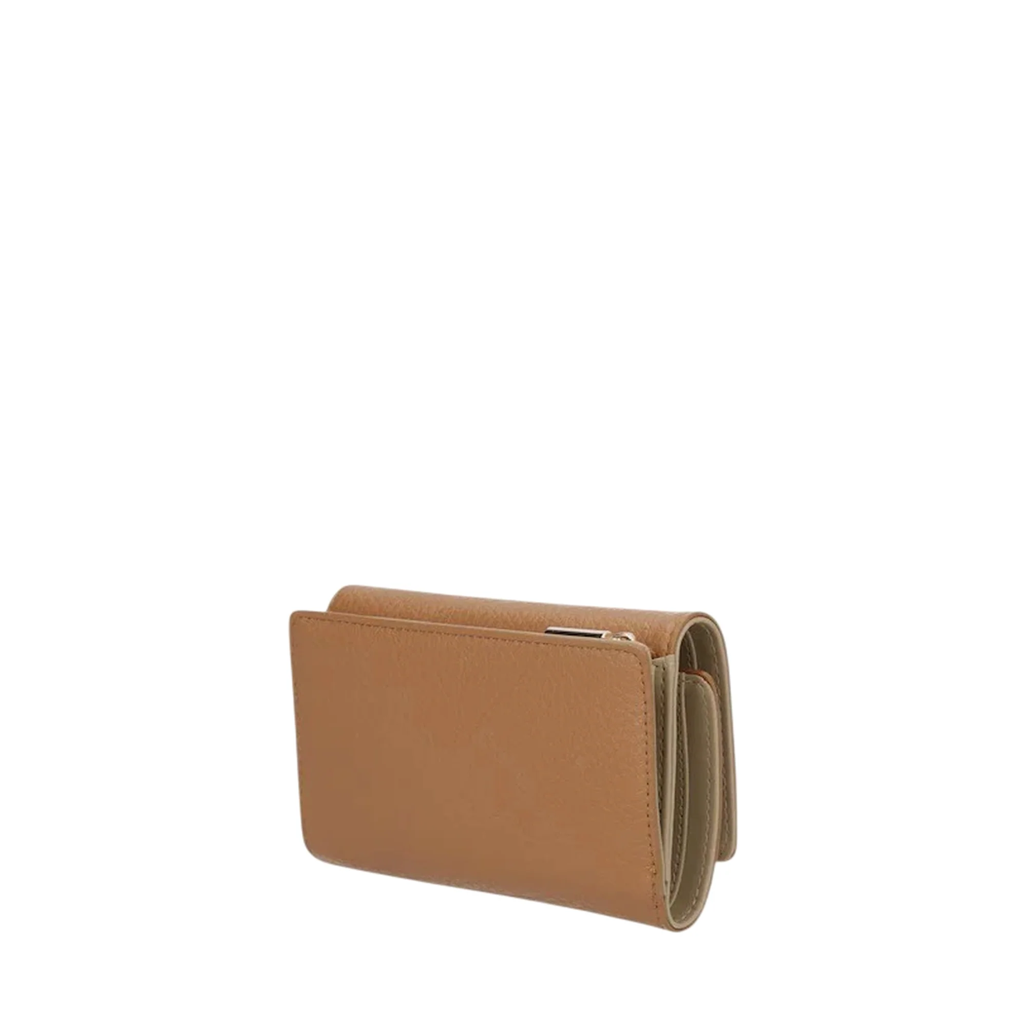 Portafoglio marrone con chiusura con patta e clip - Image 2
