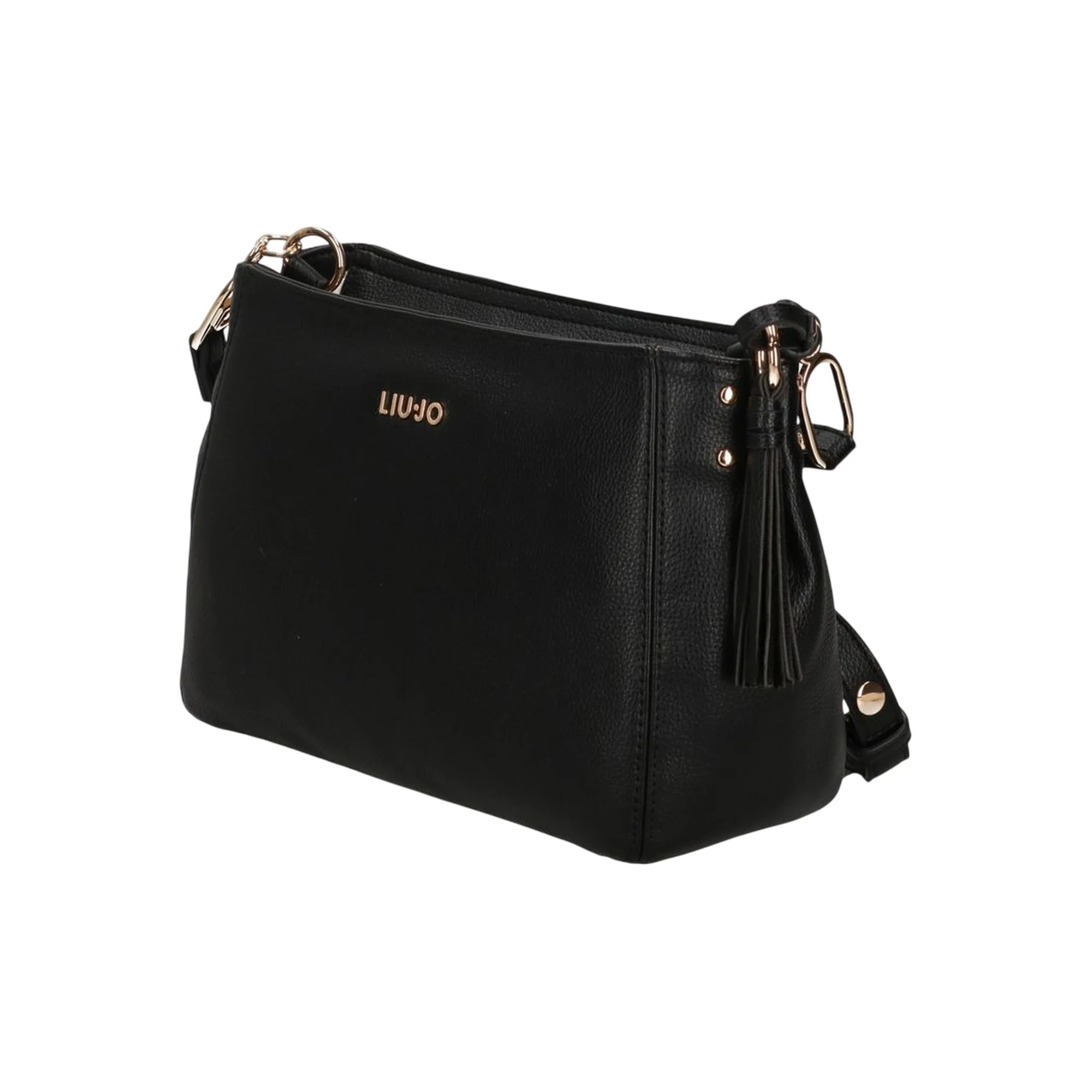 Borsa a tracolla nera in ecopelle dettagli in oro - Image 2