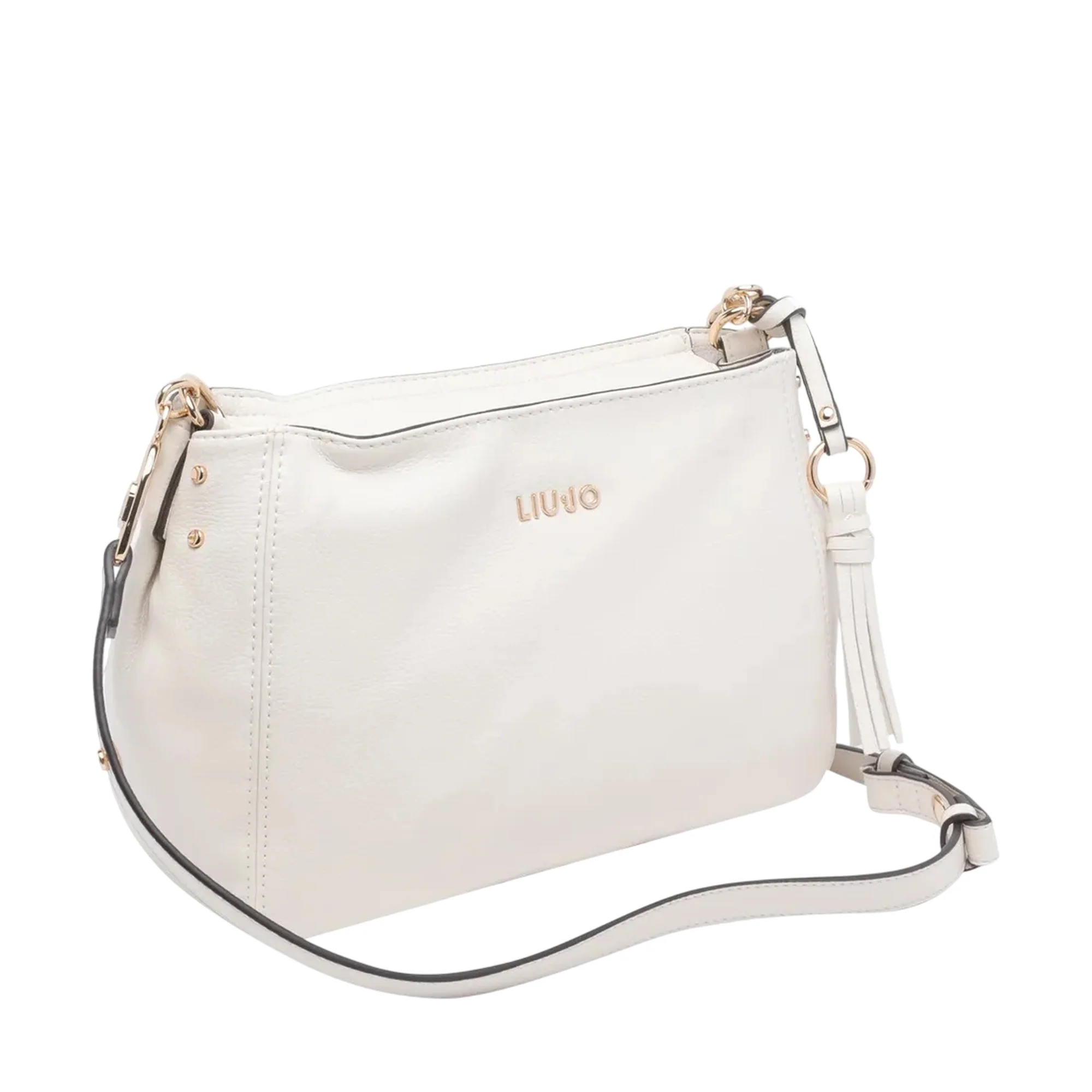 Borsa a tracolla crema con dettagli in oro - Image 4