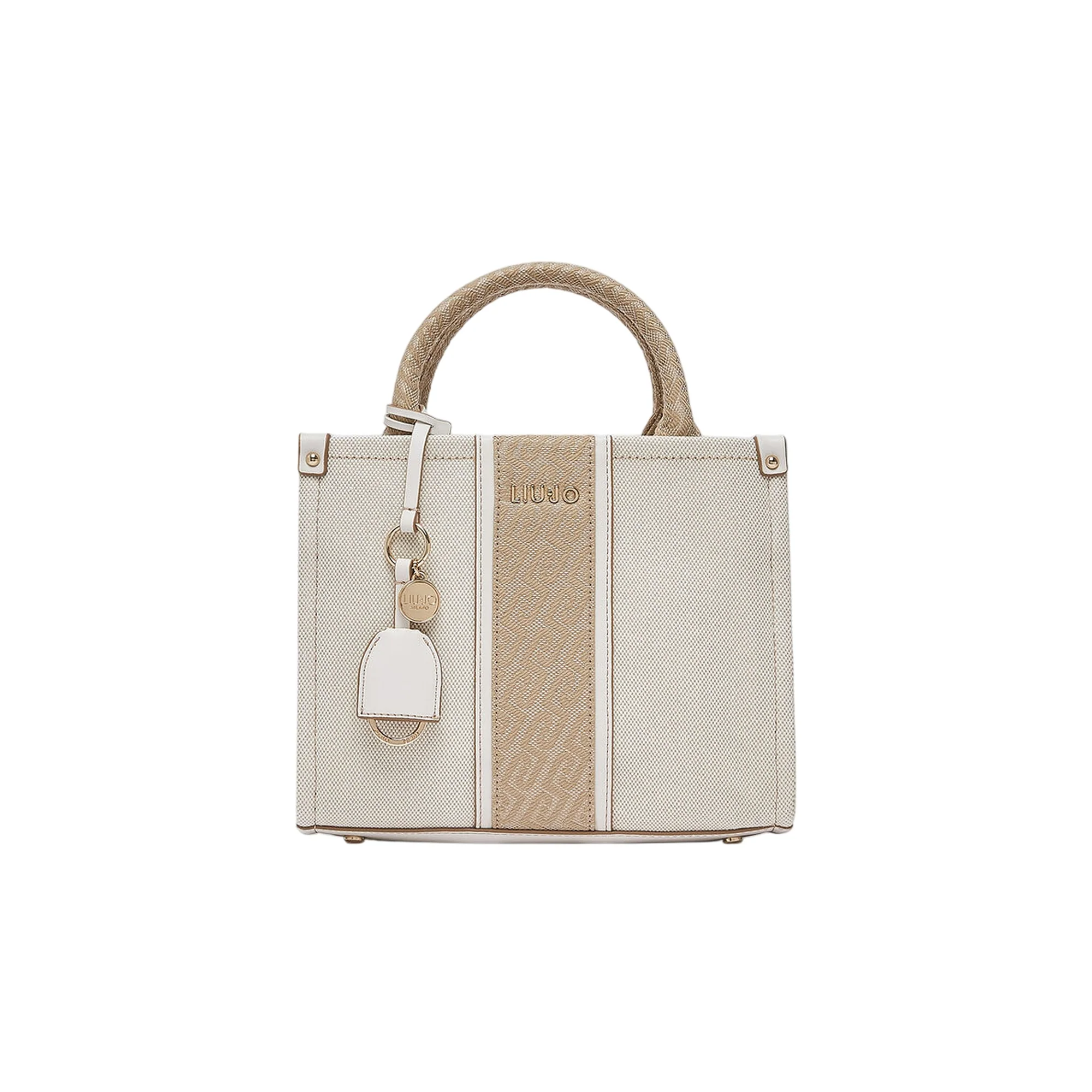 Borsa a mano con inserto jacquard e tracolla