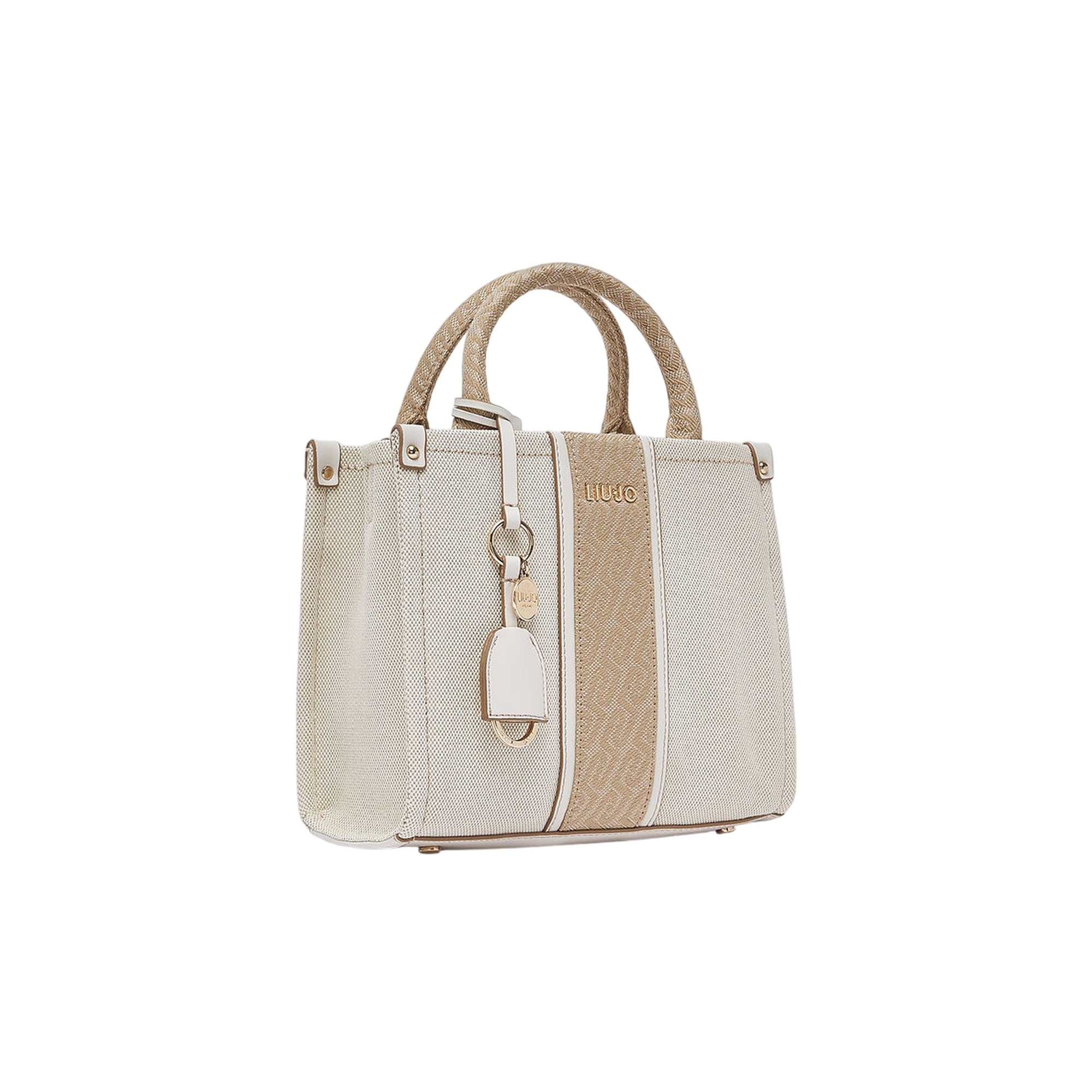 Borsa a mano con inserto jacquard e tracolla - Image 2