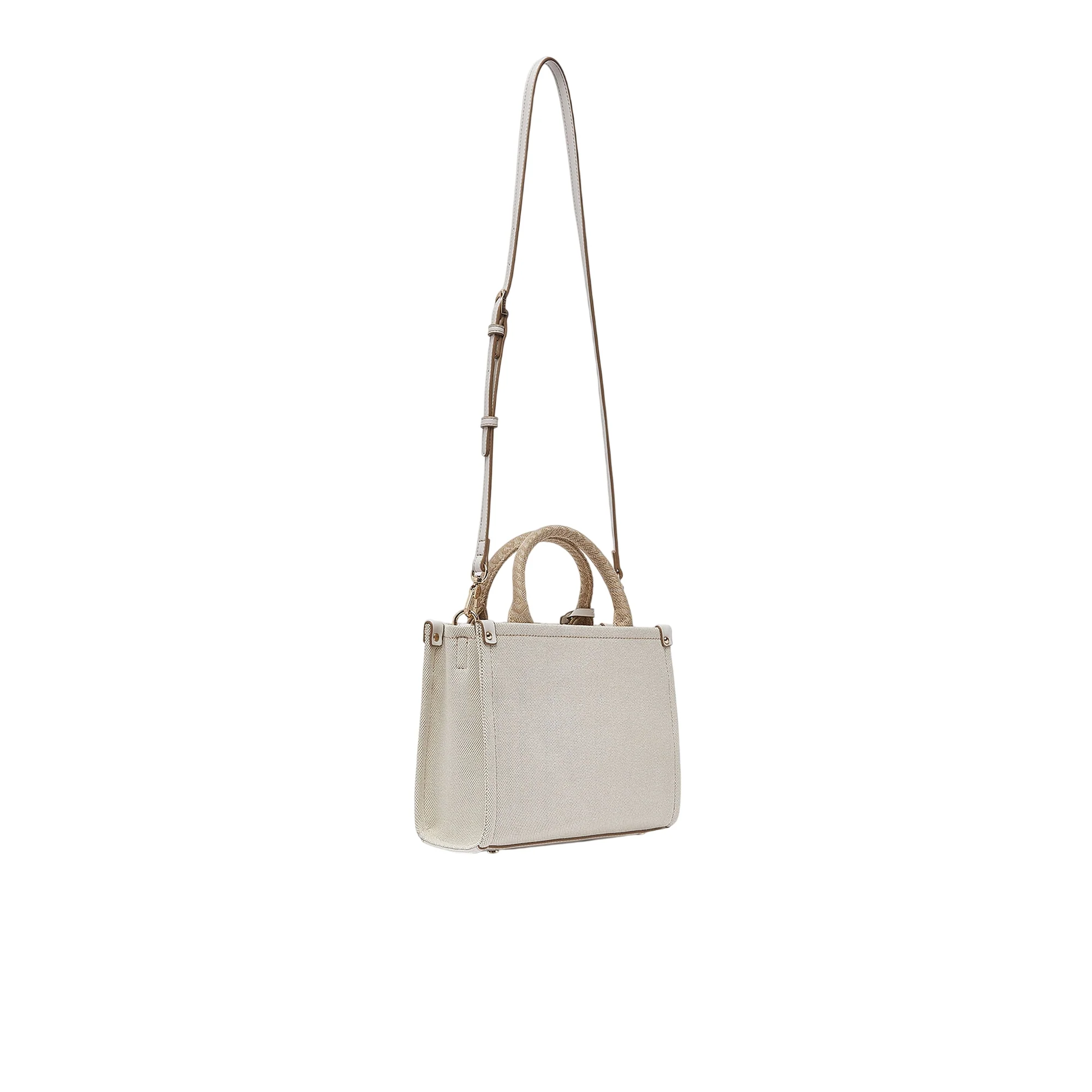 Borsa a mano con inserto jacquard e tracolla - Image 3